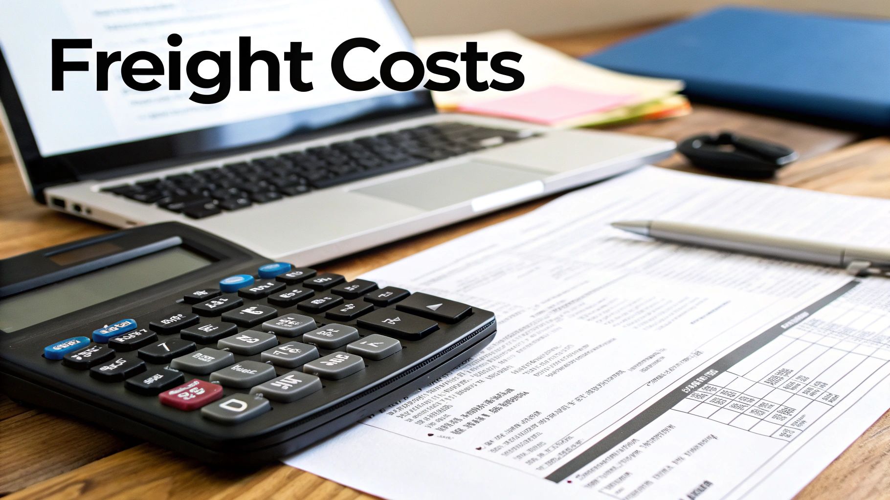 Person reviewing shipping documents with a laptop