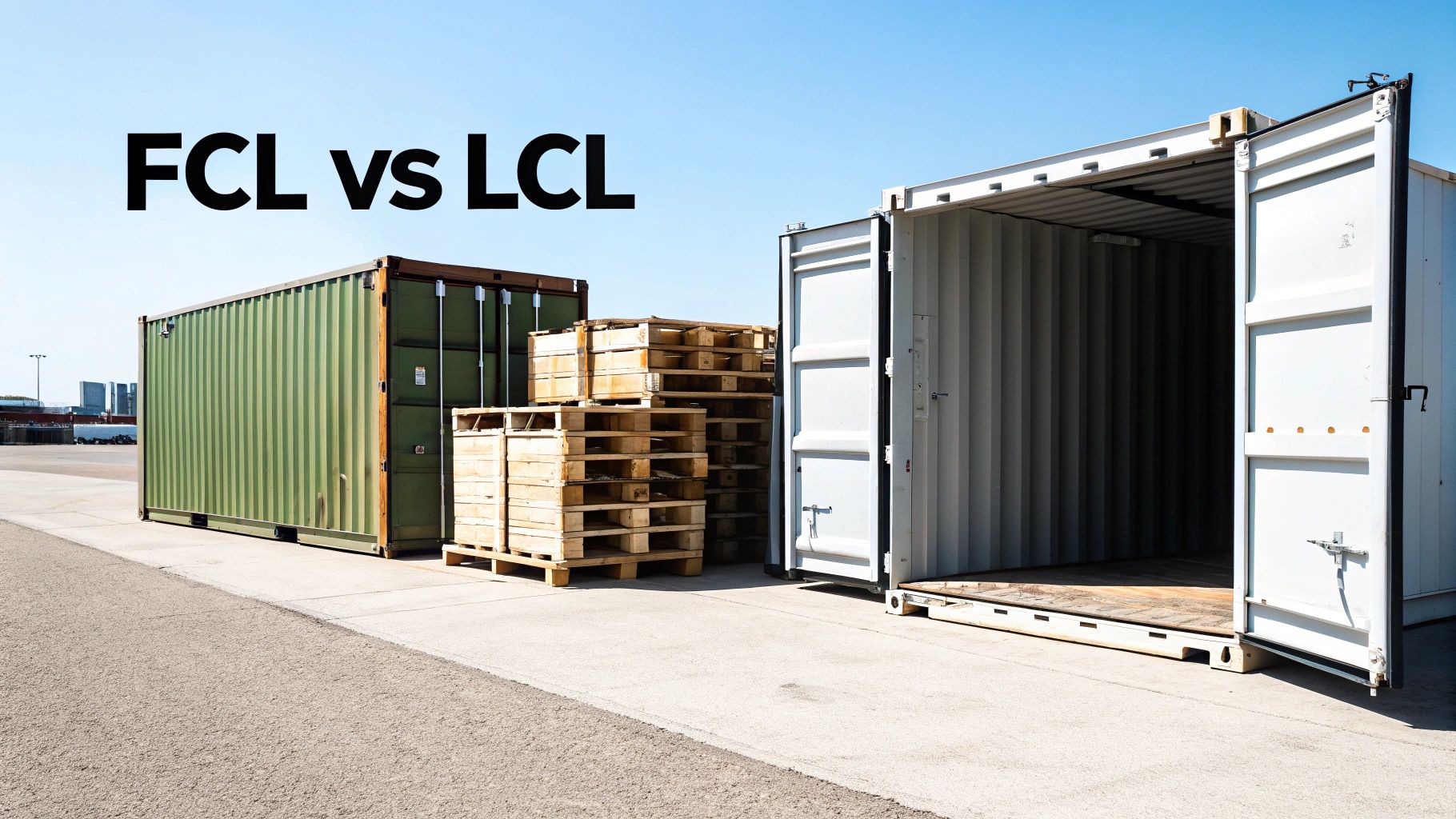 Illustration of FCL and LCL shipping containers