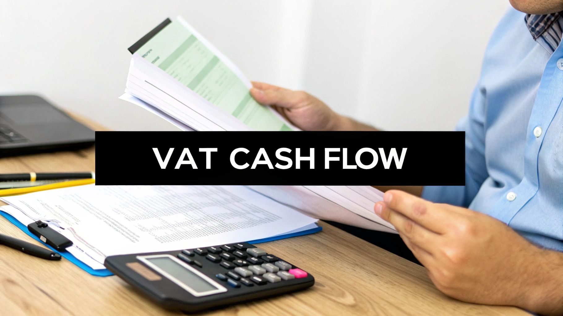 A person managing finances on a laptop with charts and graphs visible, symbolizing cash flow management.