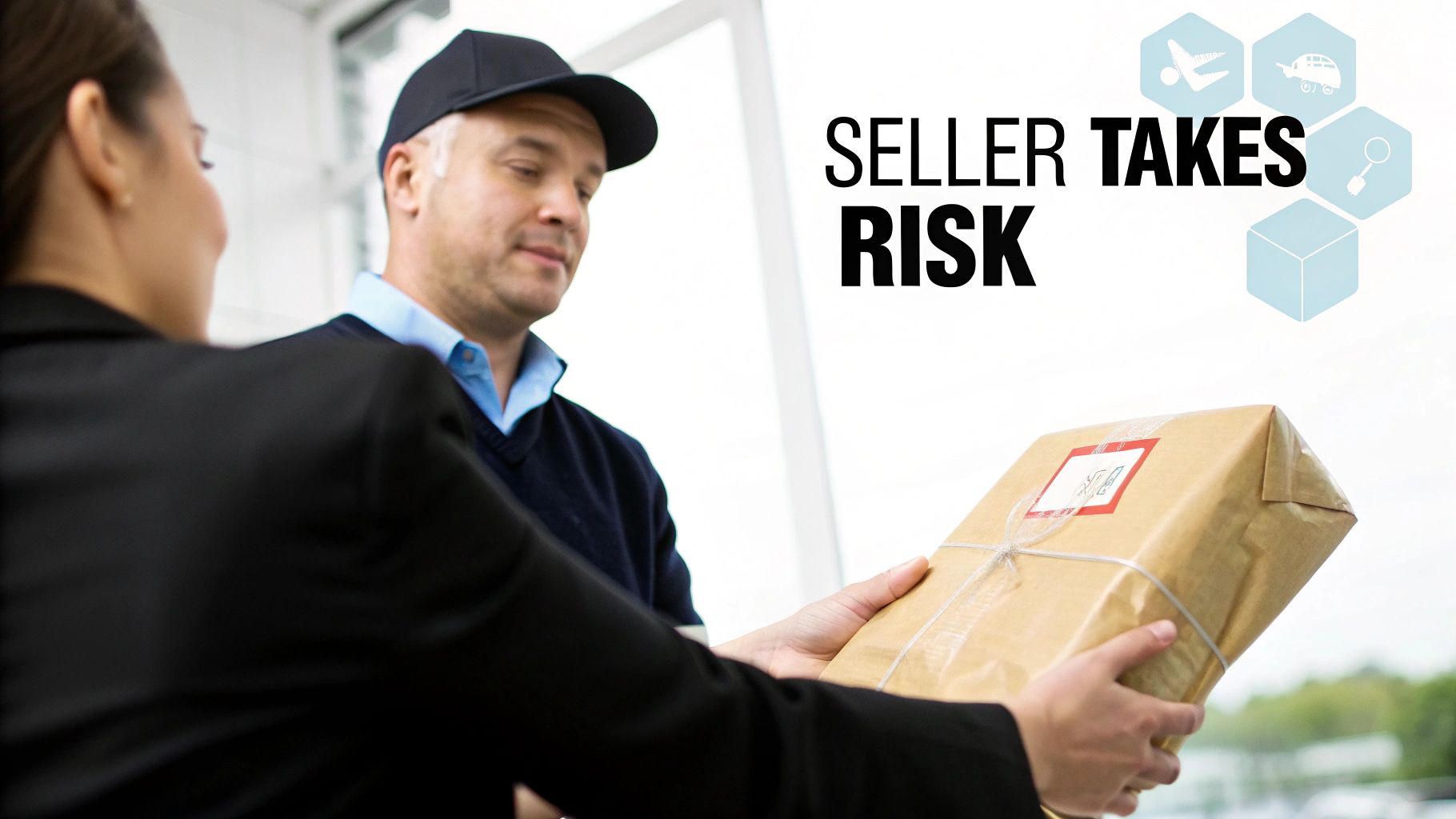 A person signing shipping documents, representing the seller's responsibility.