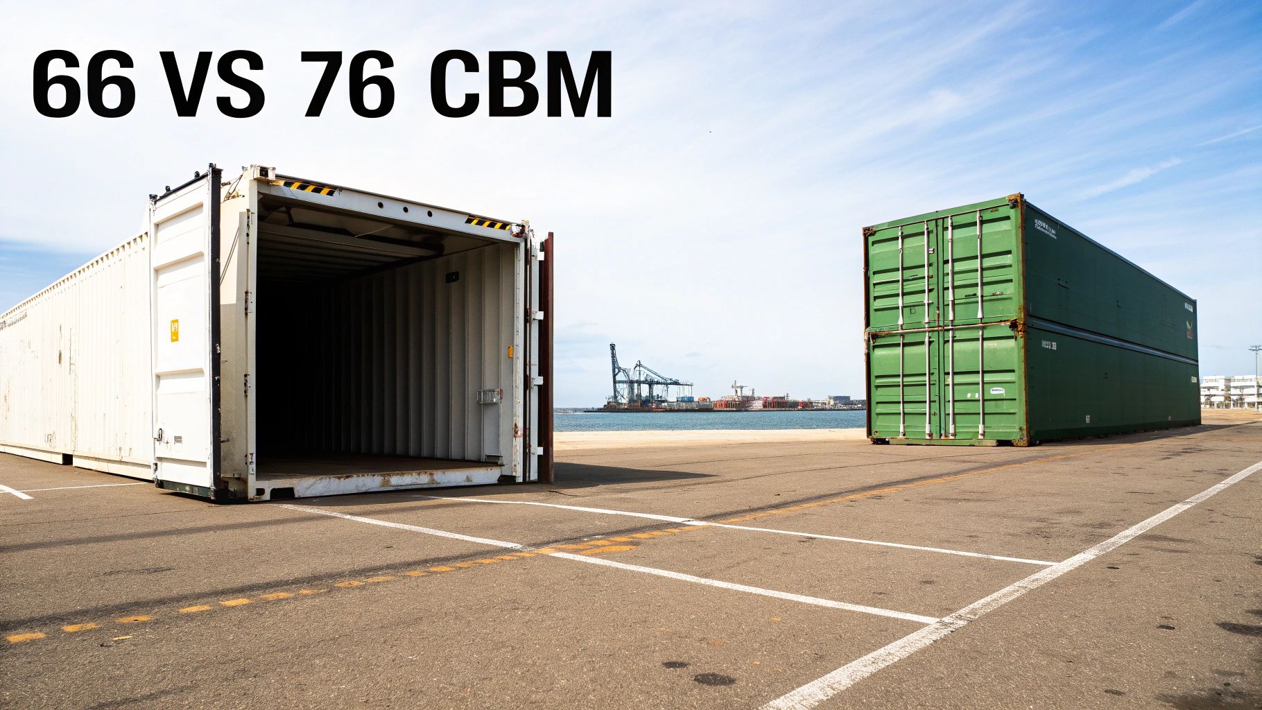 Close-up of a blue 40ft shipping container being loaded onto a truck