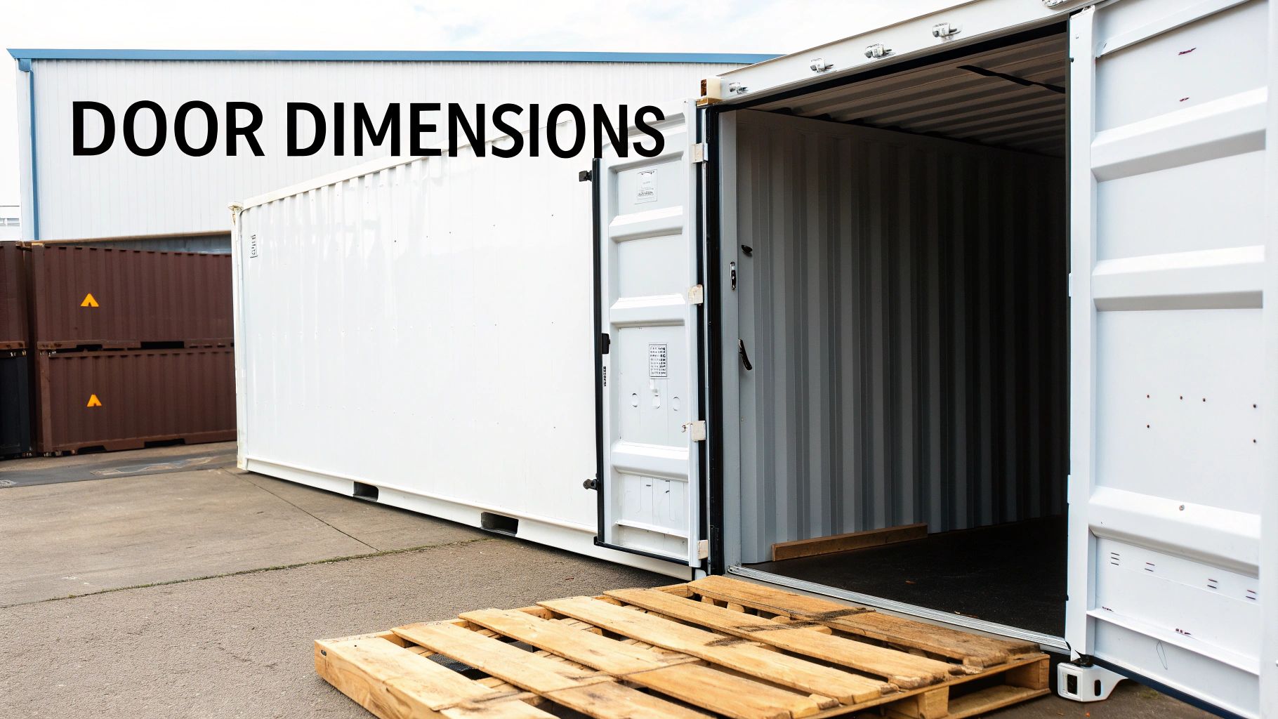 Cargo being carefully loaded through the doors of a 20 ft shipping container