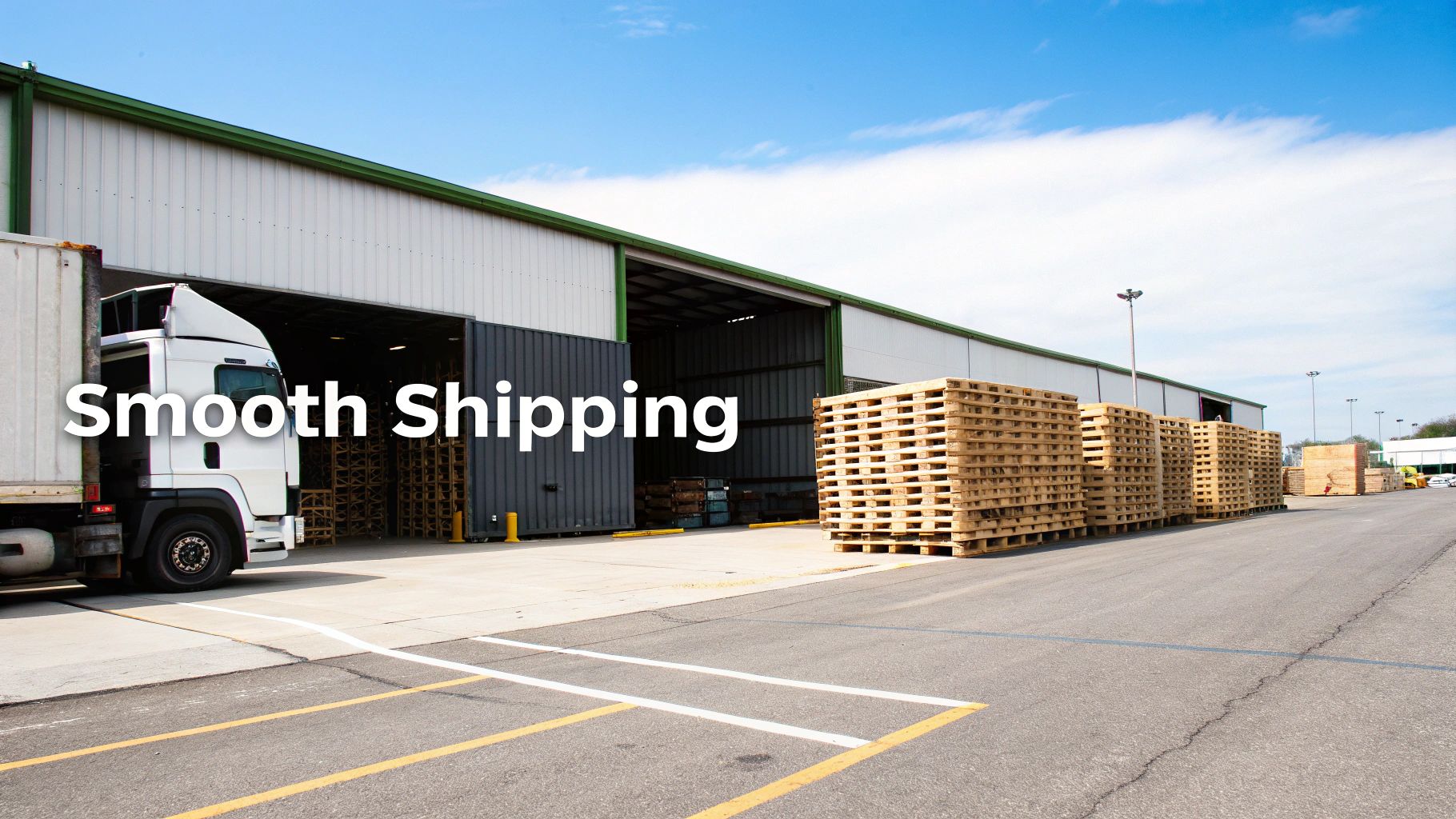A large cargo ship being loaded with shipping containers at a busy port, with cranes and logistics personnel visible, representing international freight.