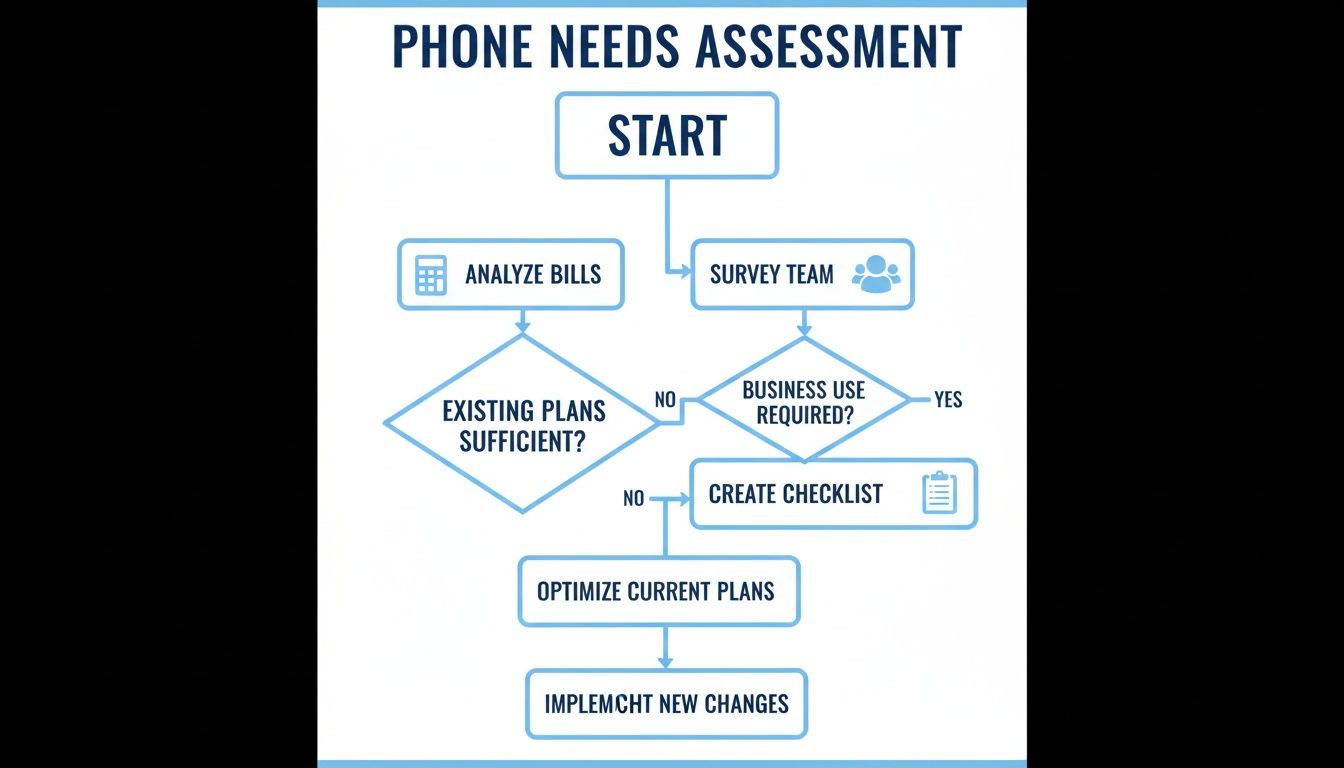 A flowchart outlining the steps for a phone needs assessment process.