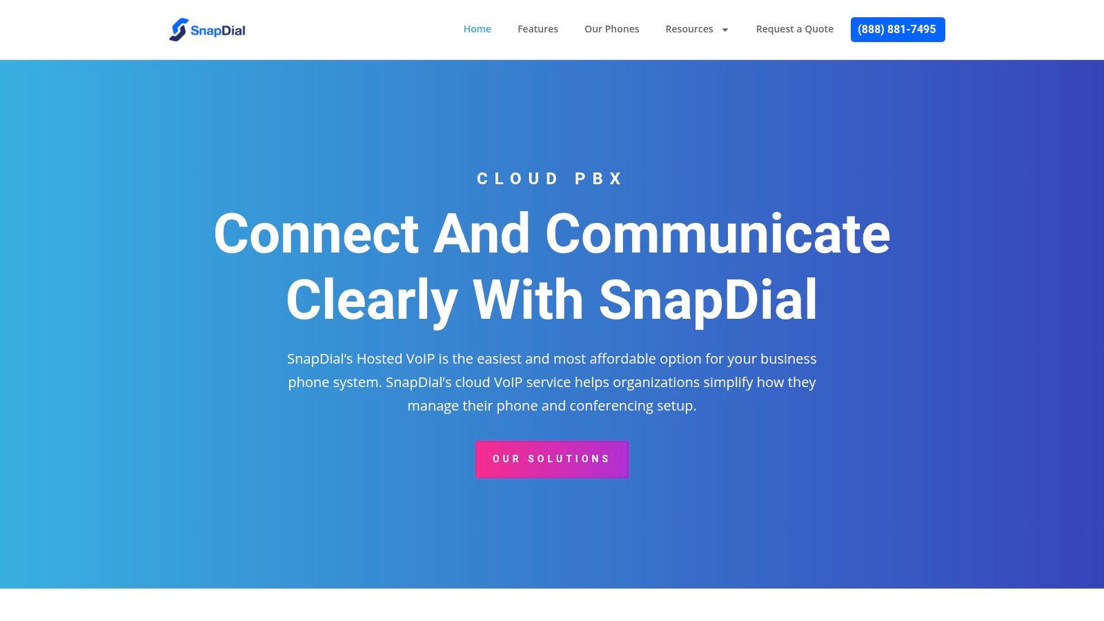 SnapDial's VoIP website interface