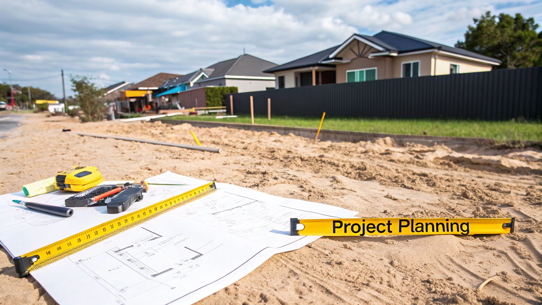 Excavator working on a construction site in Newcastle, NSW.