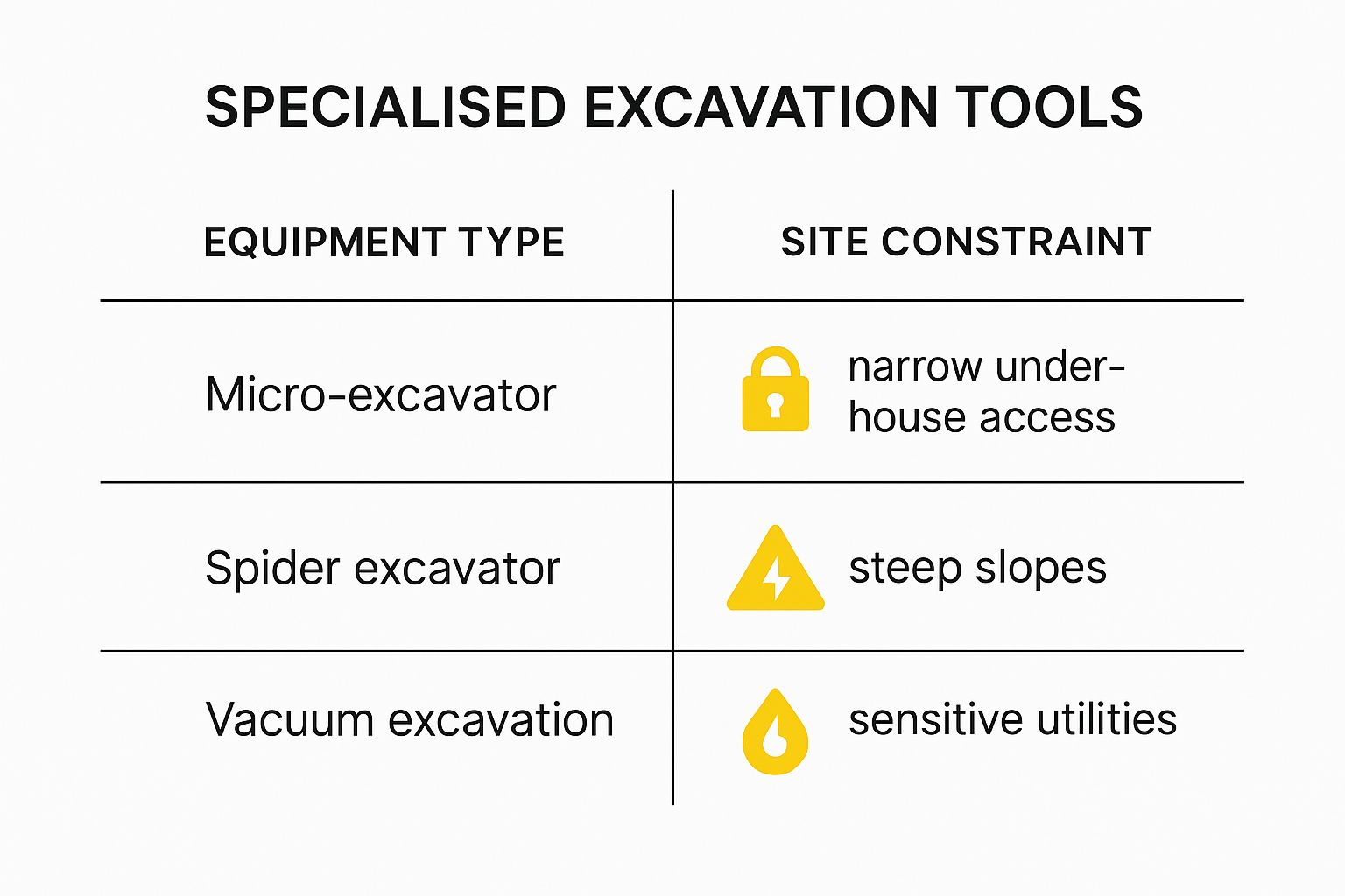 Infographic about difficult access excavation