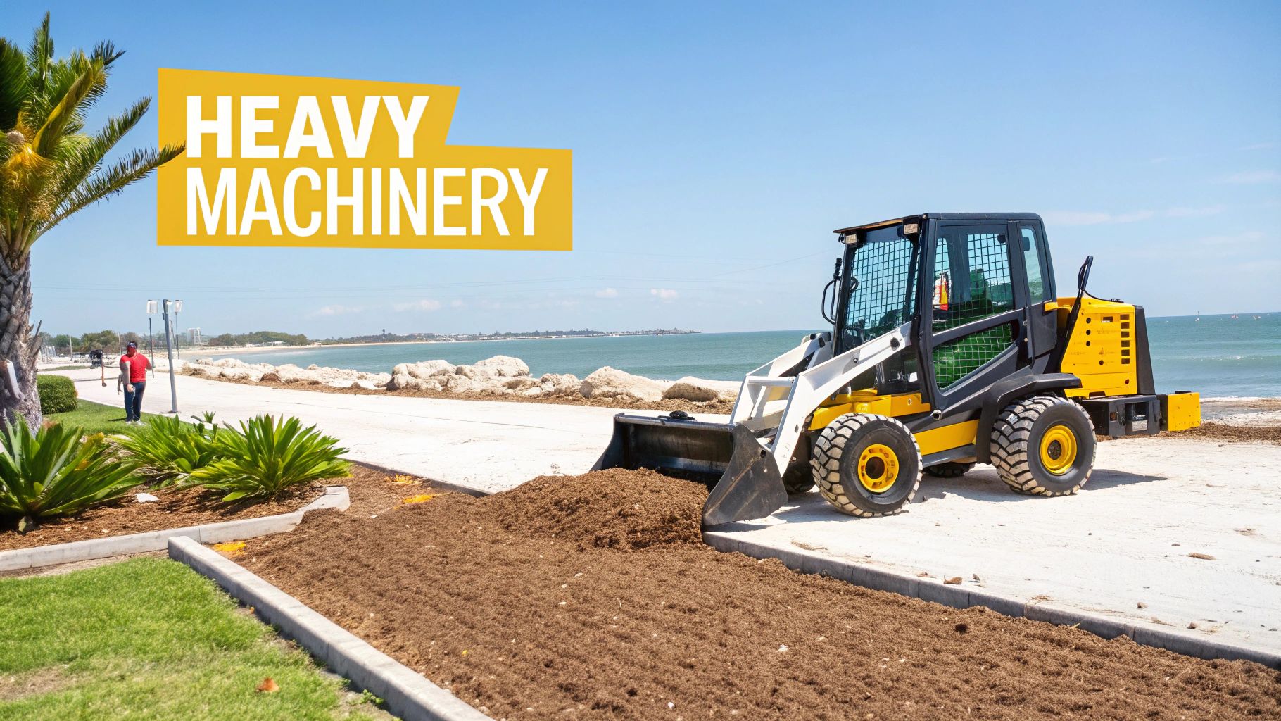 A powerful excavator clearing trees and undergrowth from a property.
