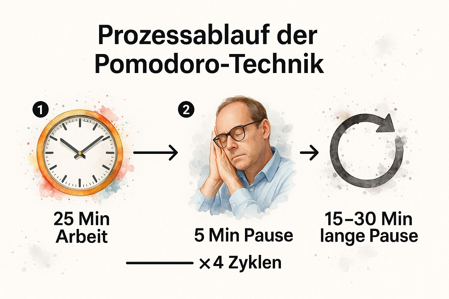 Infographic showing key data about Pomodoro-Technik