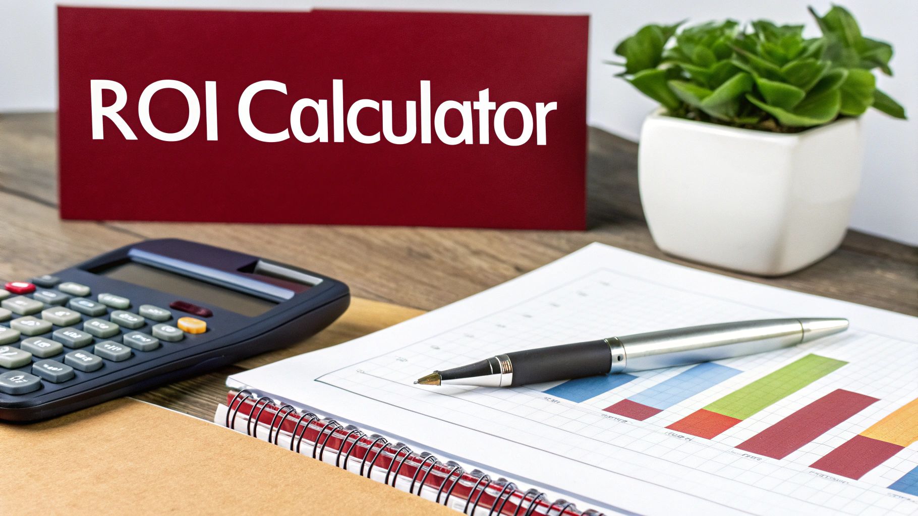 A person using a calculator to figure out costs and returns on an investment
