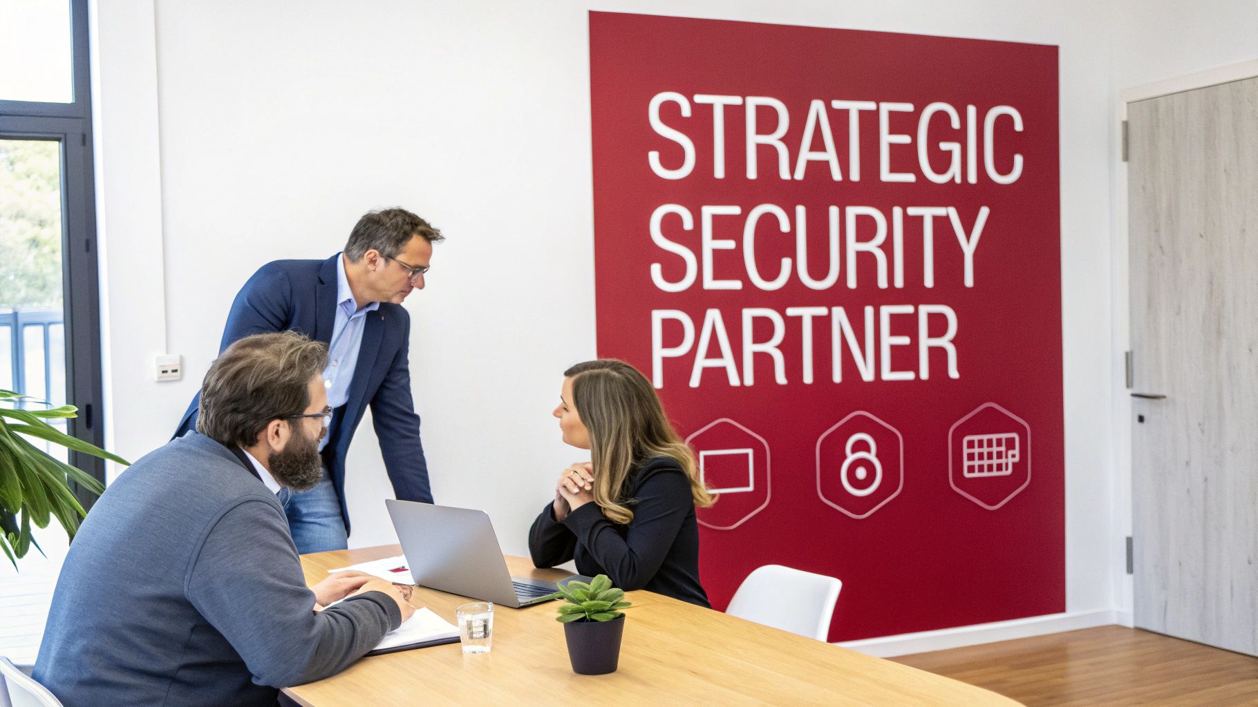 A group of professionals collaborating around a table, symbolizing a strategic partnership.