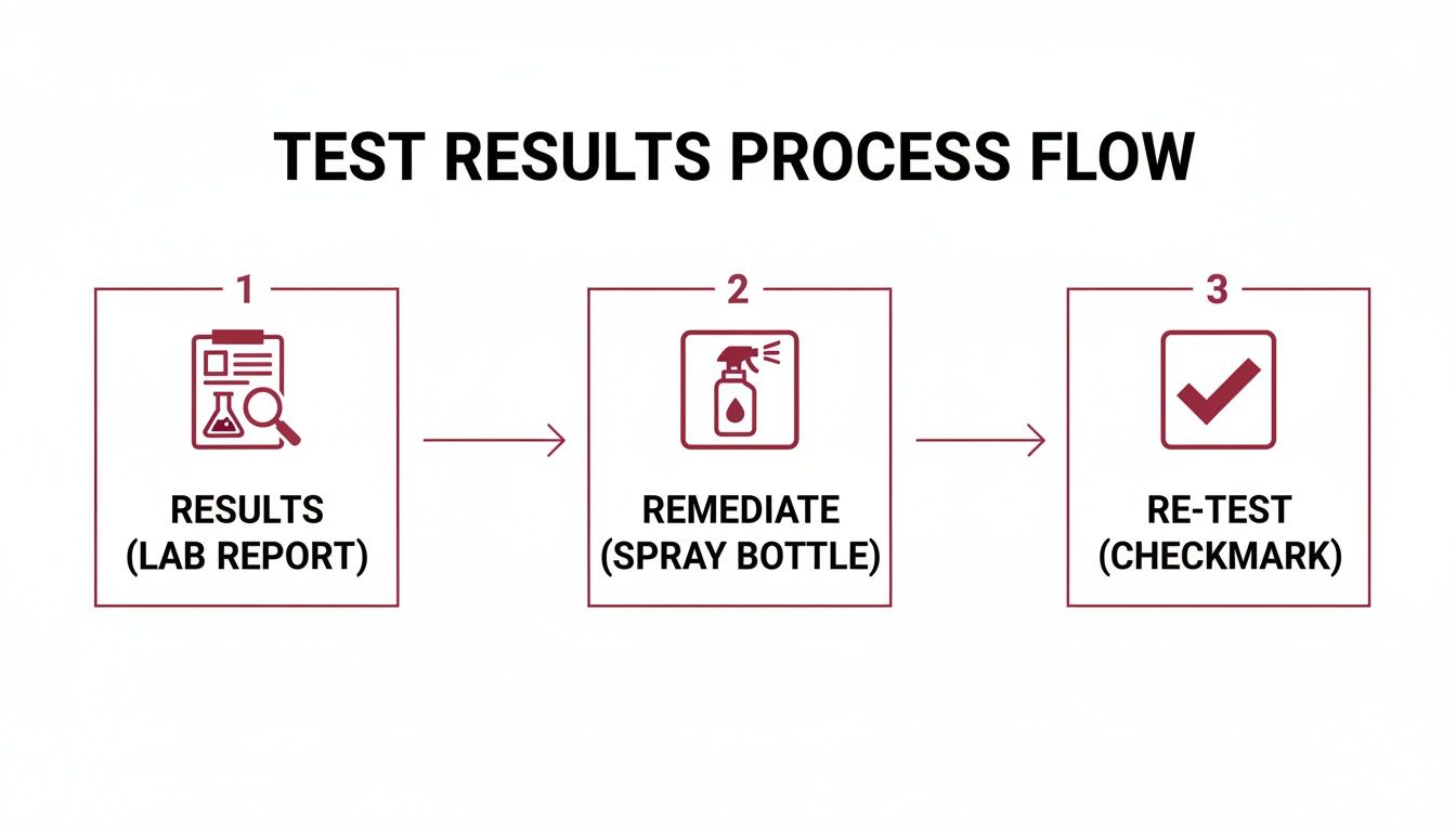 Flowchart illustrating the test results process, from initial results to remediation and re-testing.