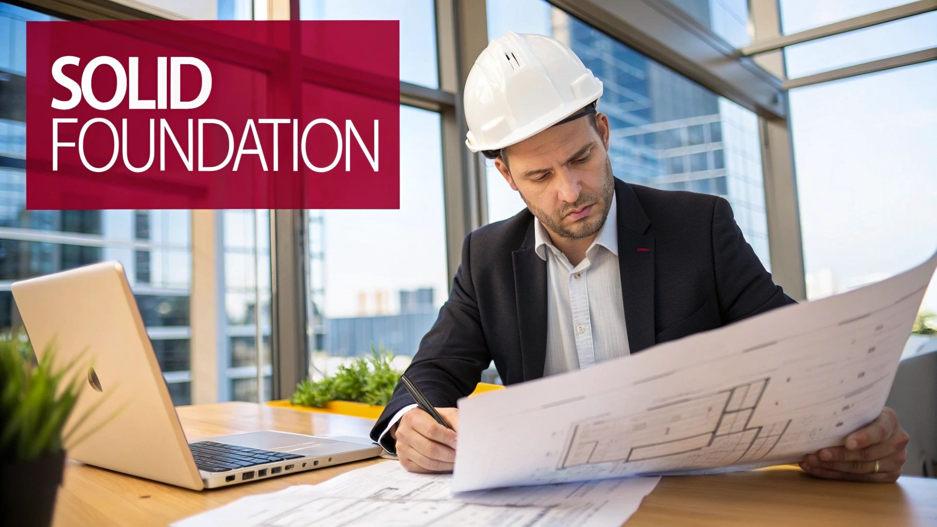 A group of professionals in a modern office collaborating on a project, representing the strategic partnership with an ISO consultant.