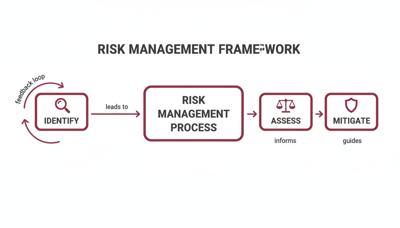 A detailed diagram outlining the essential steps of a risk management framework.