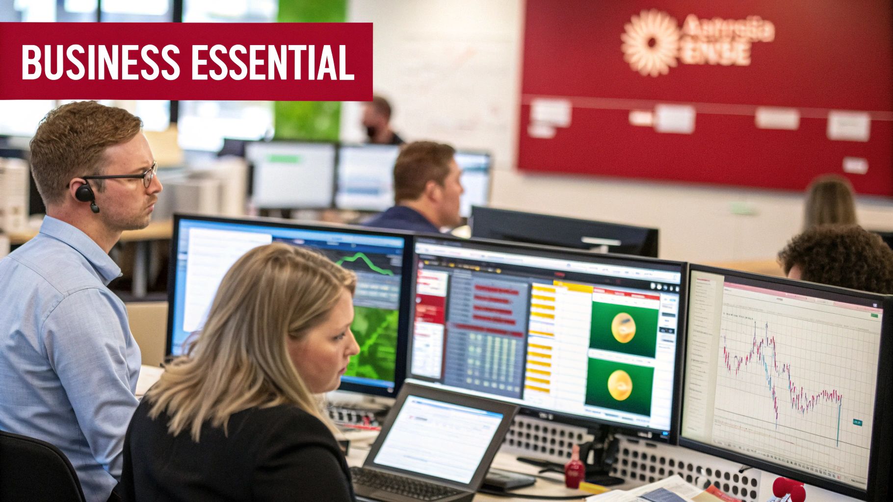 A team of professionals collaborating in a modern office setting, representing the strategic implementation of ISO 27001 in Australia.