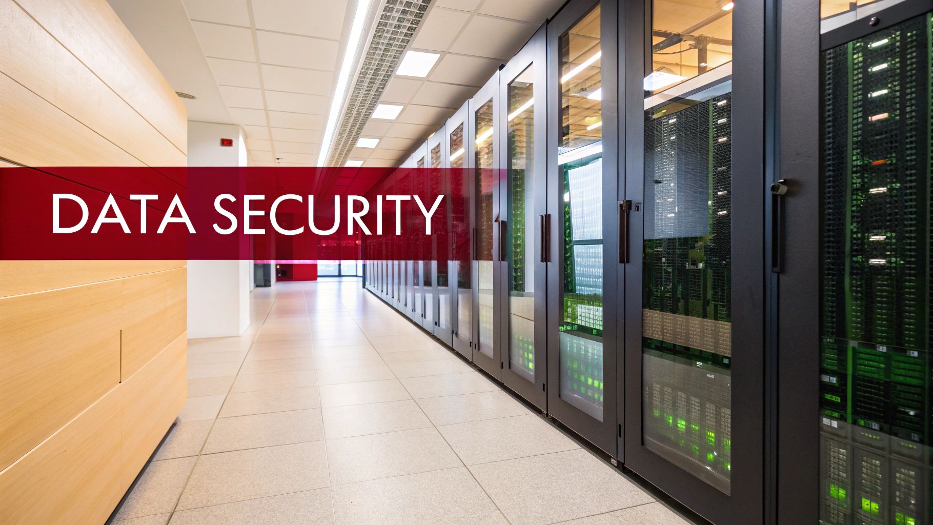A person working securely on a laptop with a padlock icon overlaid, signifying robust information security.