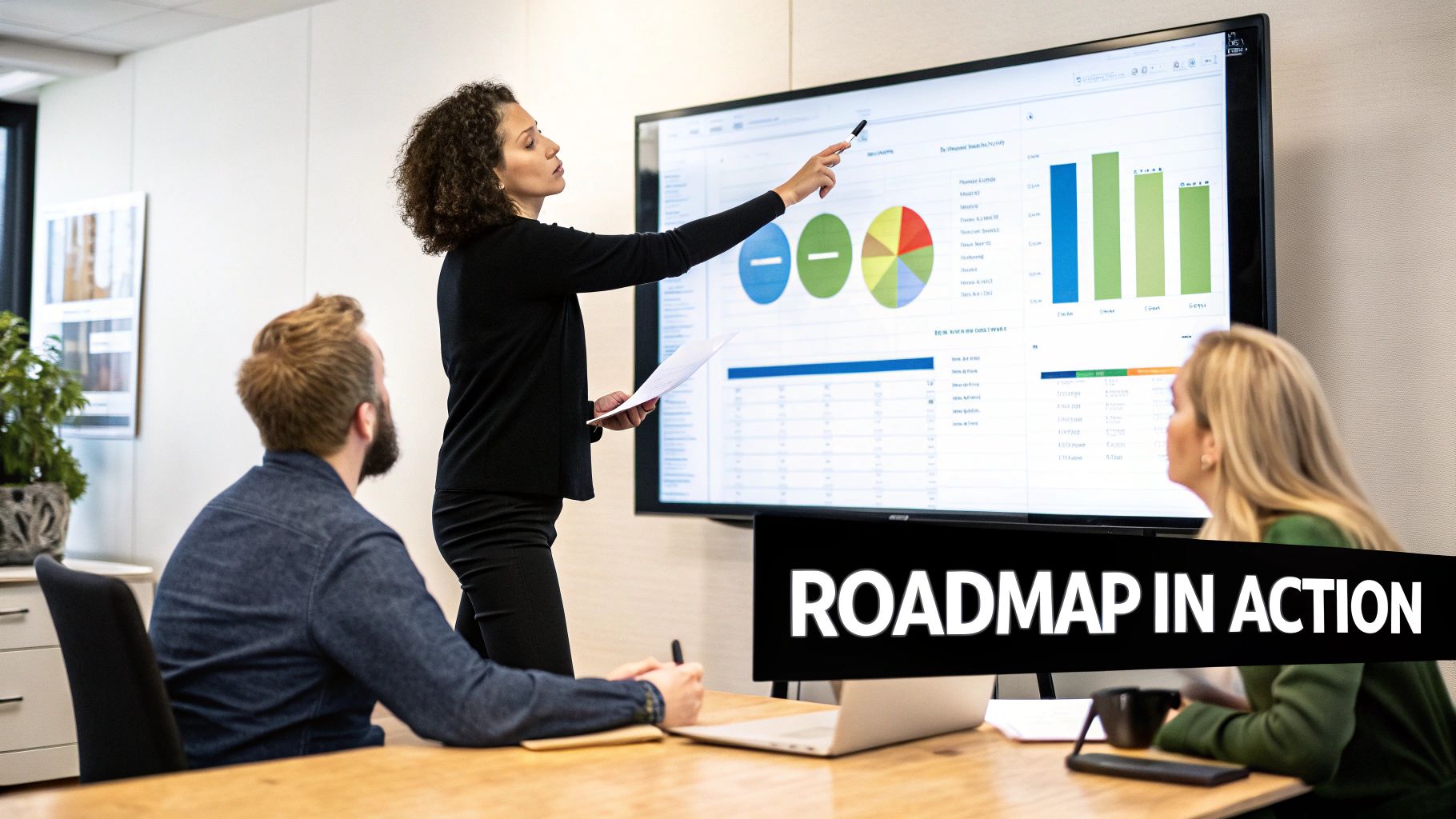 People collaborating on a technology roadmap