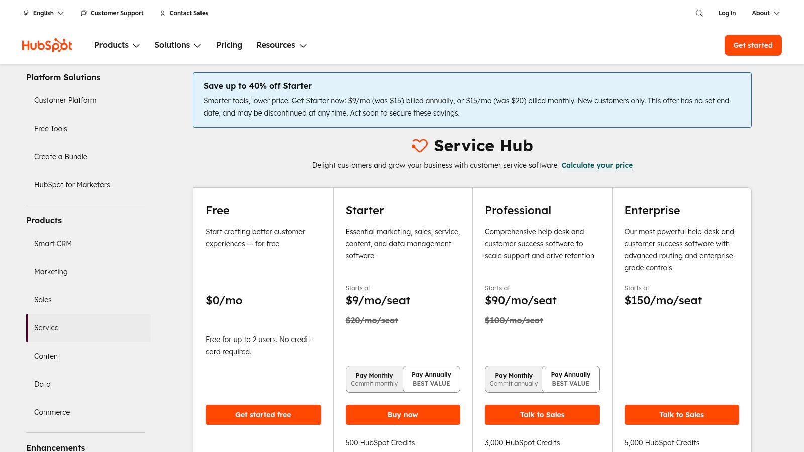HubSpot Service Hub Pricing