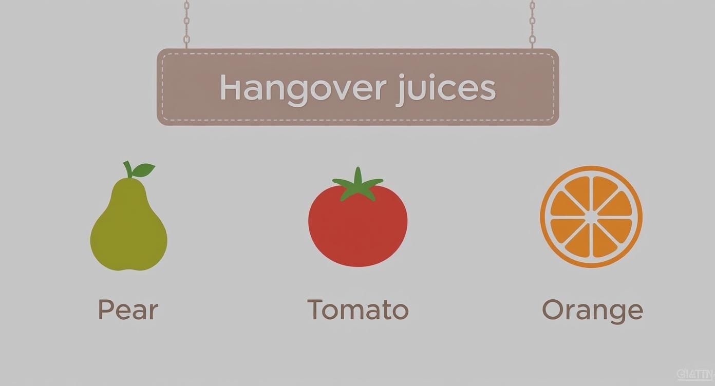 Infographic about best juice to drink for hangover