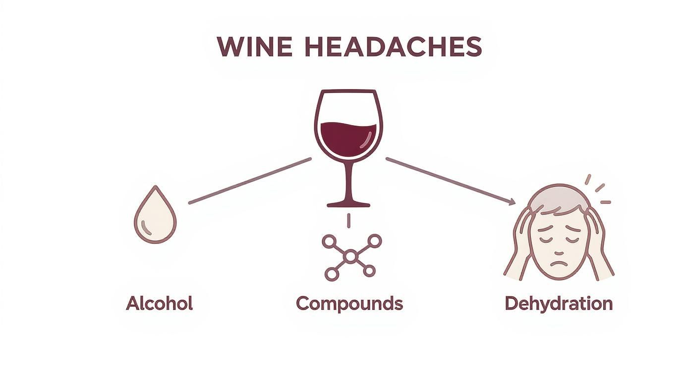 Infographic about how to get rid of a wine headache