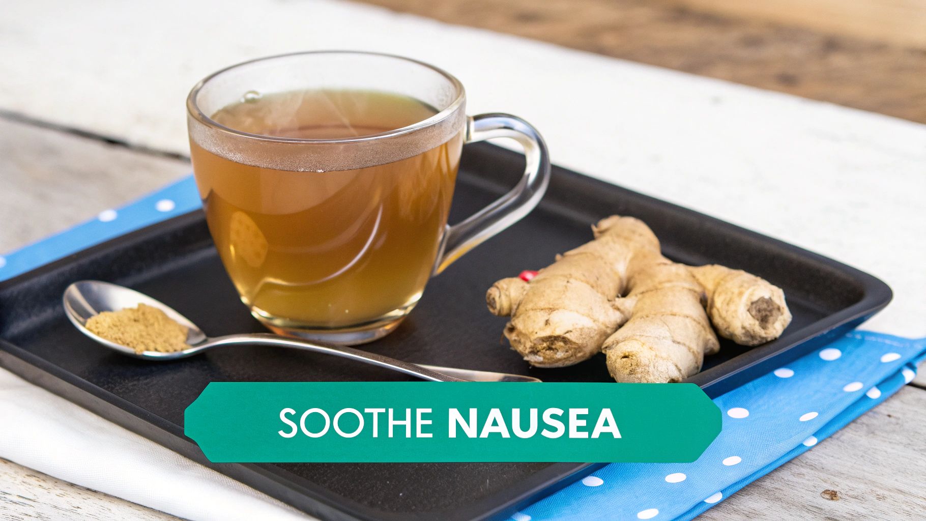 A collection of natural ingredients like ginger root, prickly pear cactus, and herbs arranged on a wooden surface.