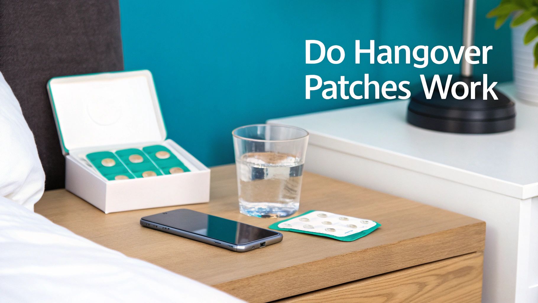 A person applying a hangover patch to their arm