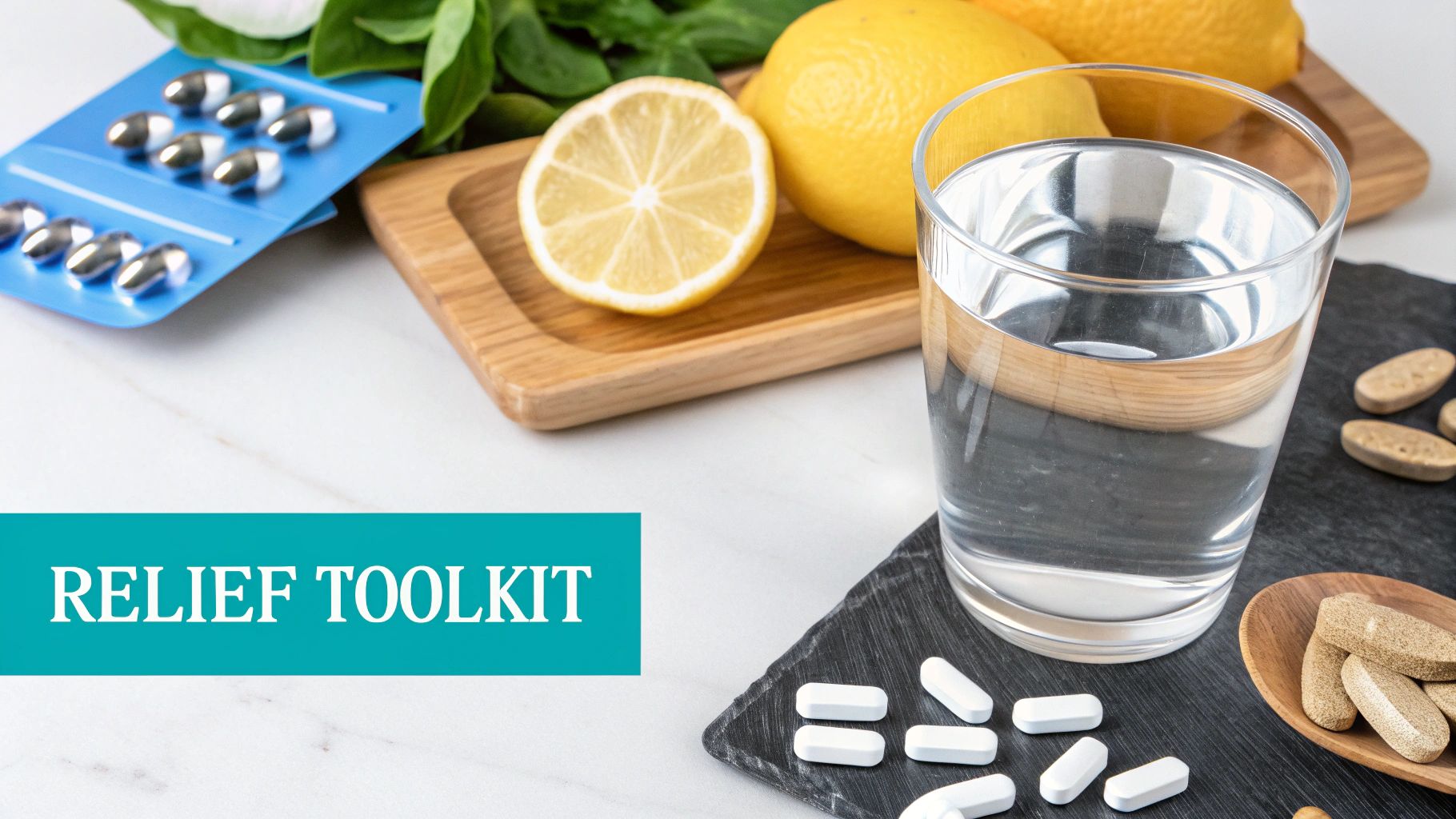 A collection of hangover support ingredients like digestive enzymes, DHM, and electrolytes
