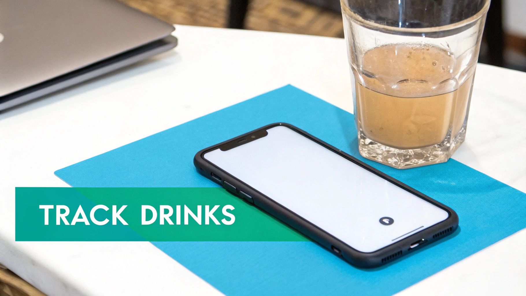 A glass of water sits next to a cocktail on a bar, illustrating the one-for-one rule.