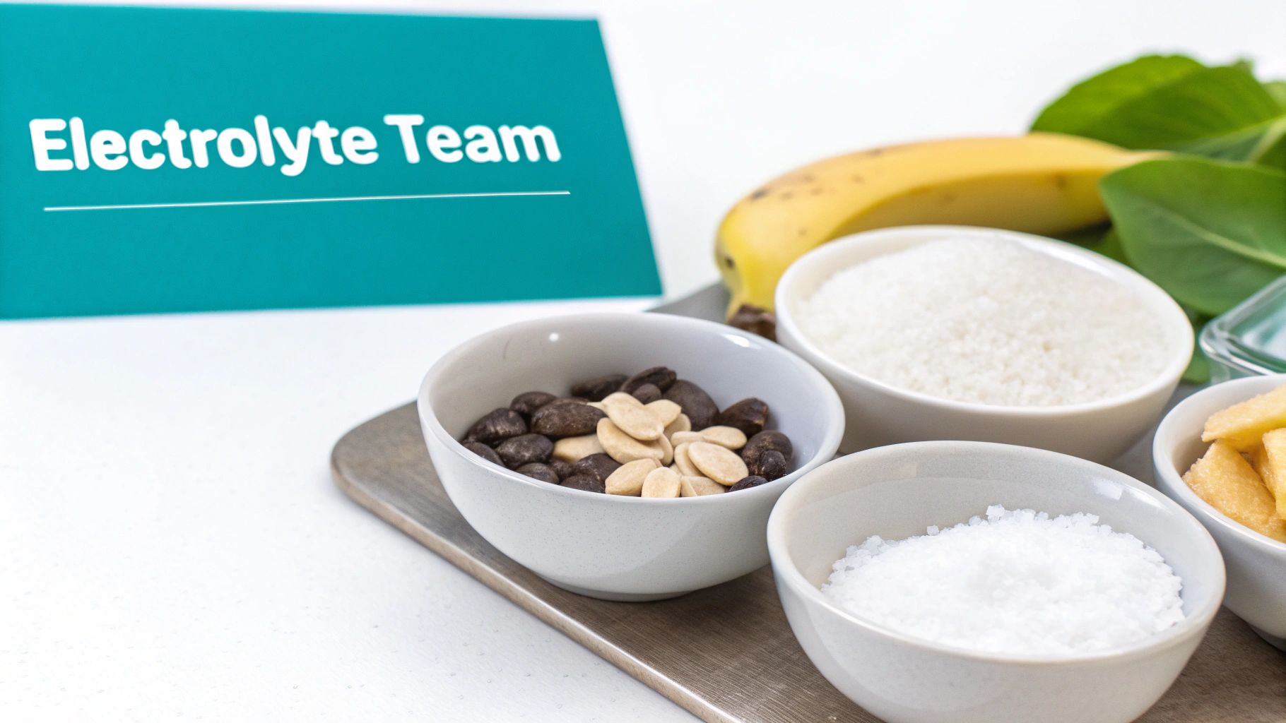 Close-up of a refreshing rapid rehydration drink with key ingredients illustrated