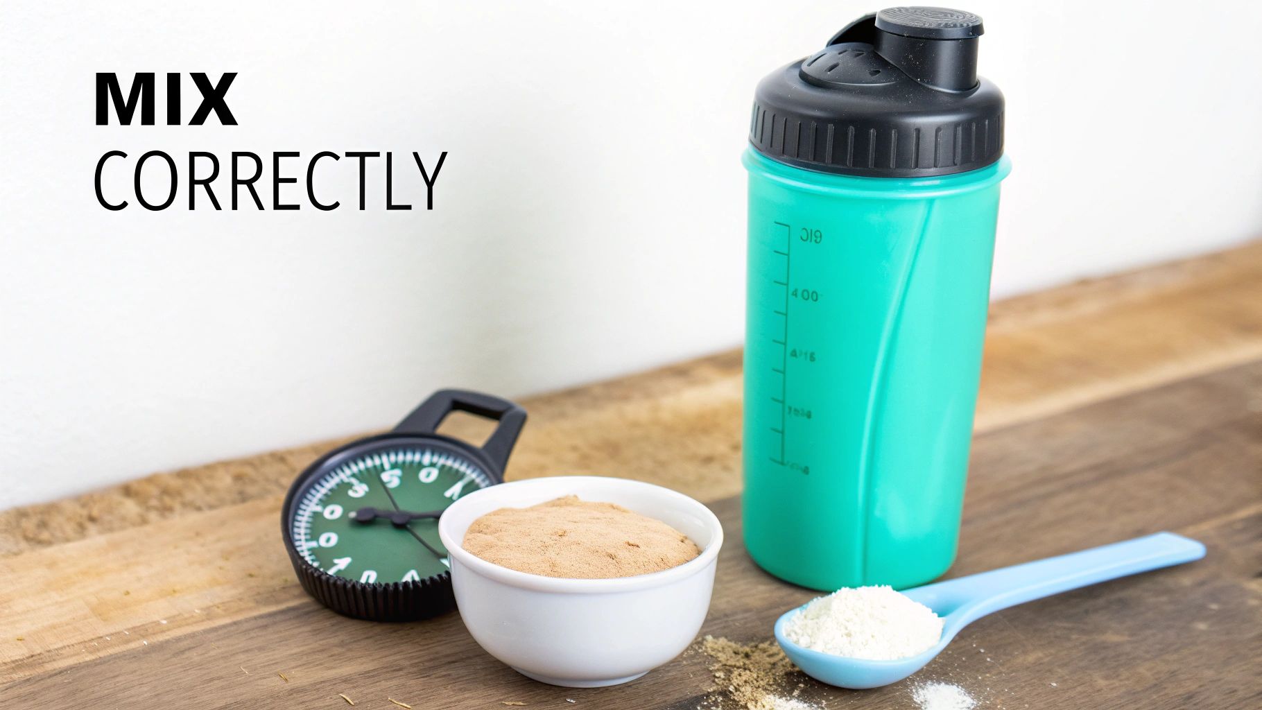 A person mixing a hydration drink powder into a water bottle.