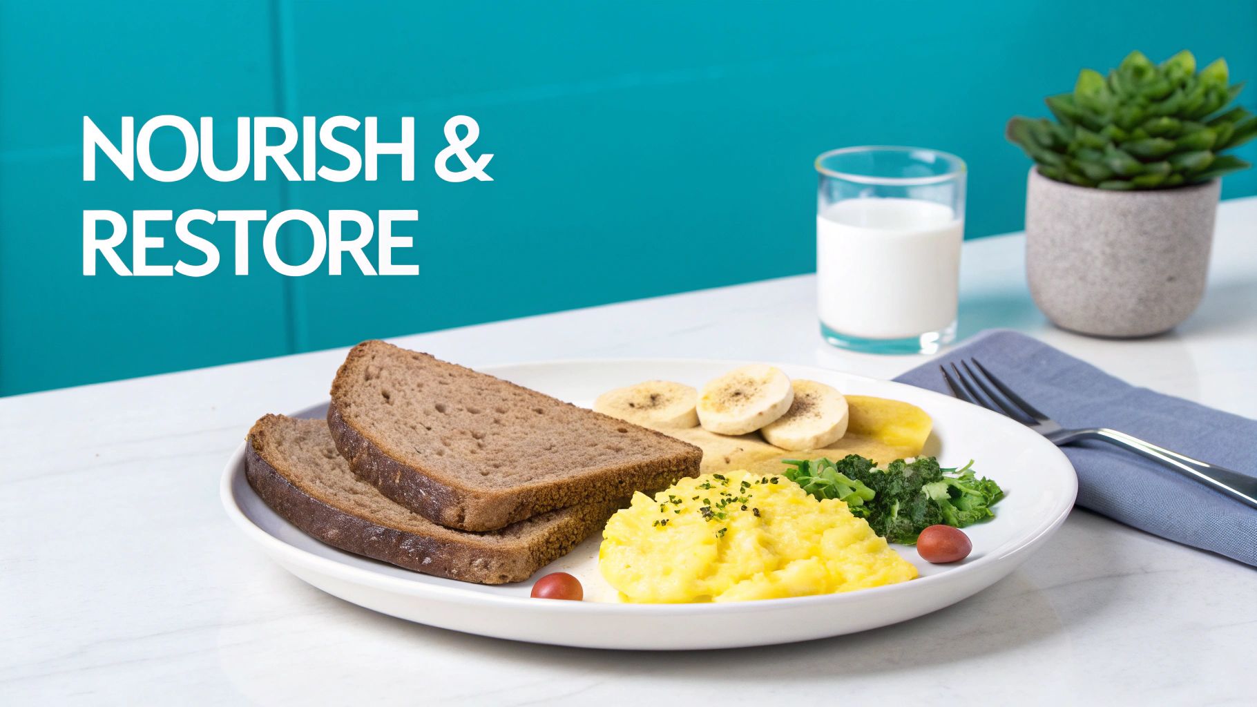 A healthy breakfast of eggs, avocado, and spinach on a plate.