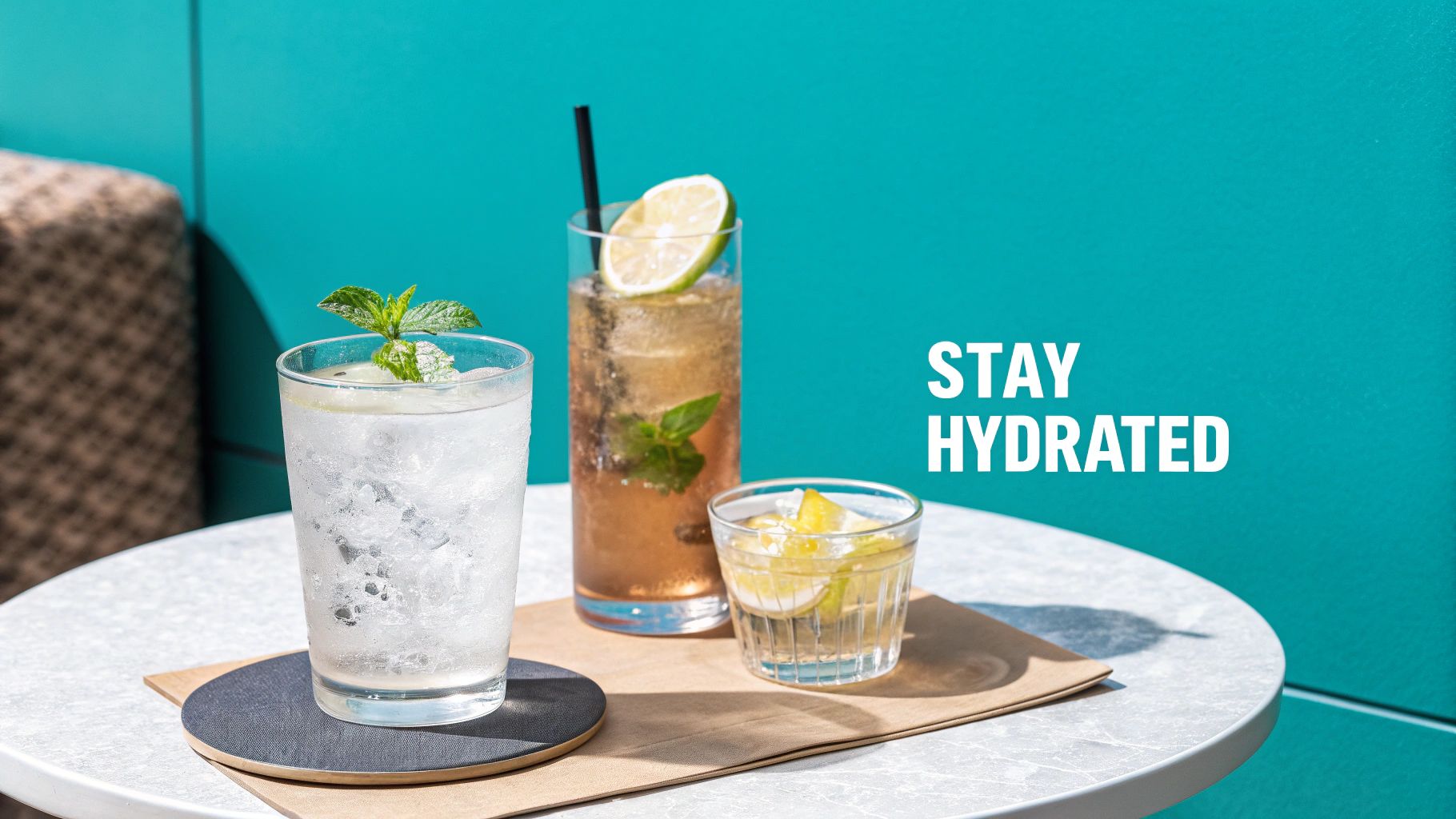 A vibrant assortment of alcoholic drinks, from beer to cocktails to wine.