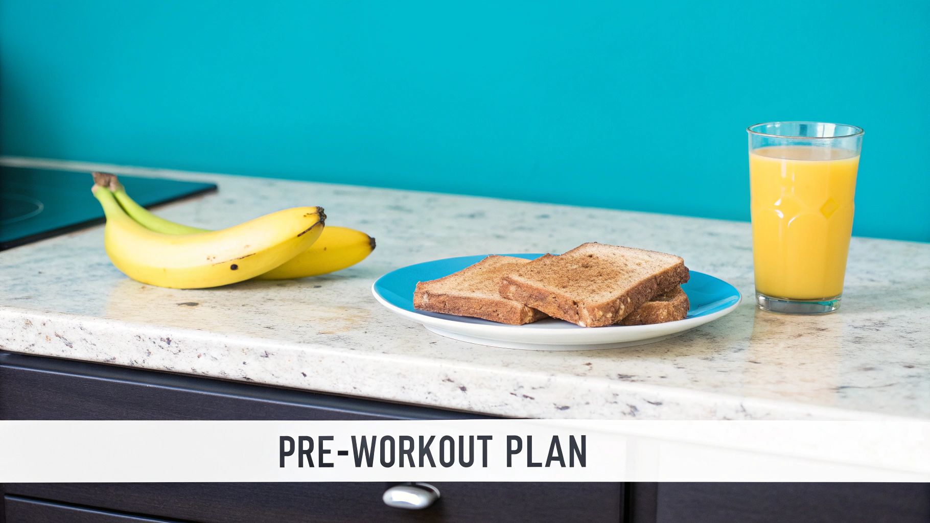 Person preparing a healthy meal and water before a workout.
