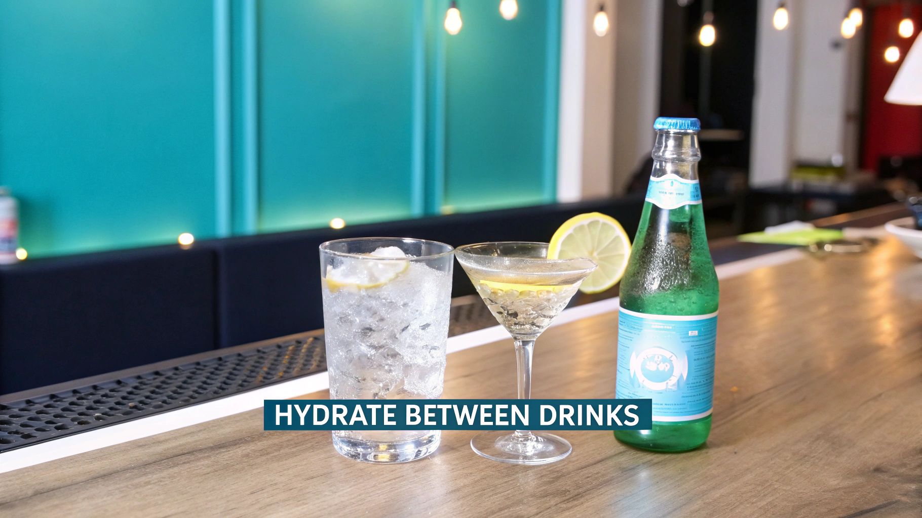 A glass of clear liquor being mixed with soda water and a lime wedge.