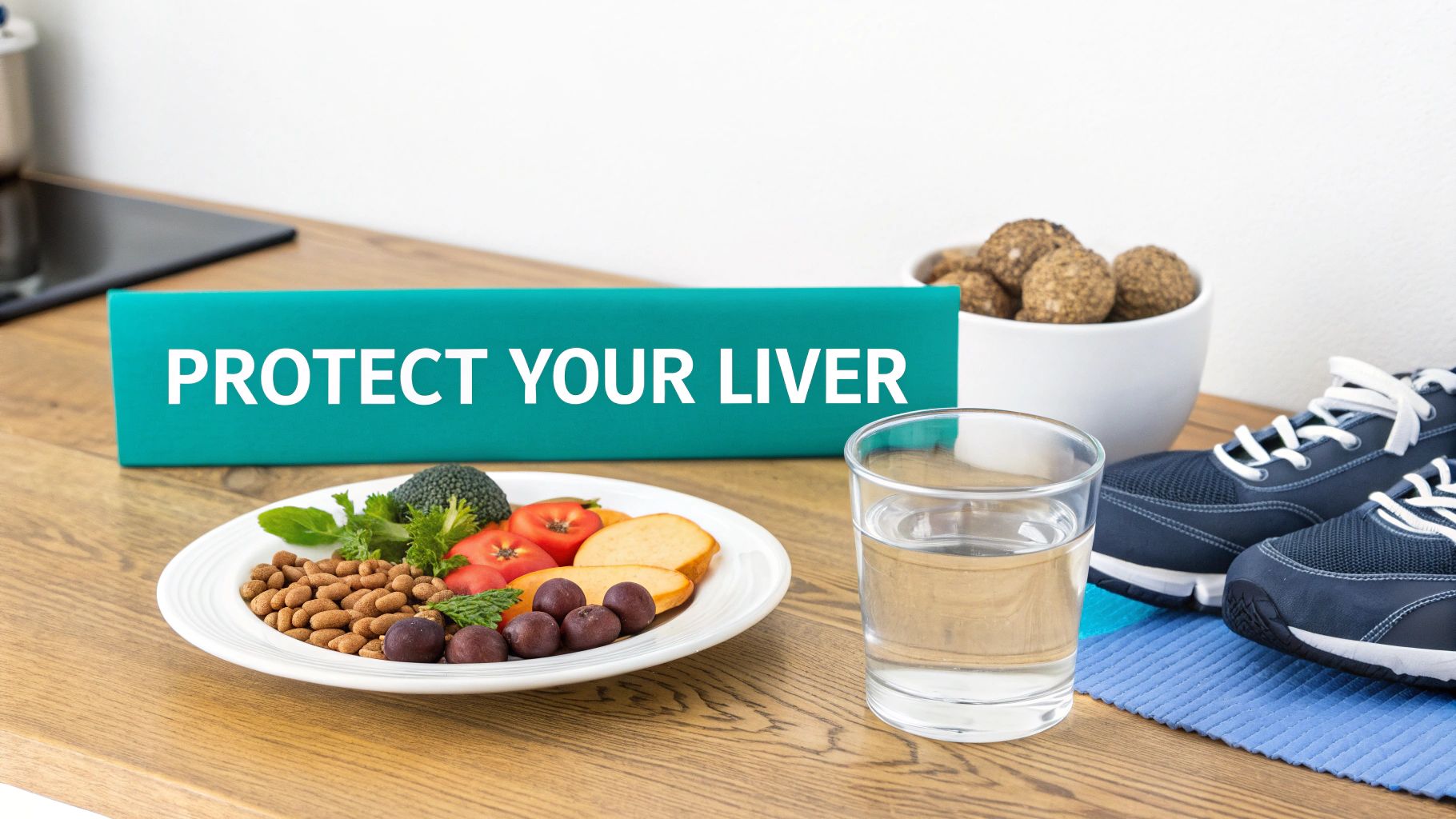 A person enjoying a healthy meal with fresh vegetables, symbolizing a liver-friendly lifestyle.