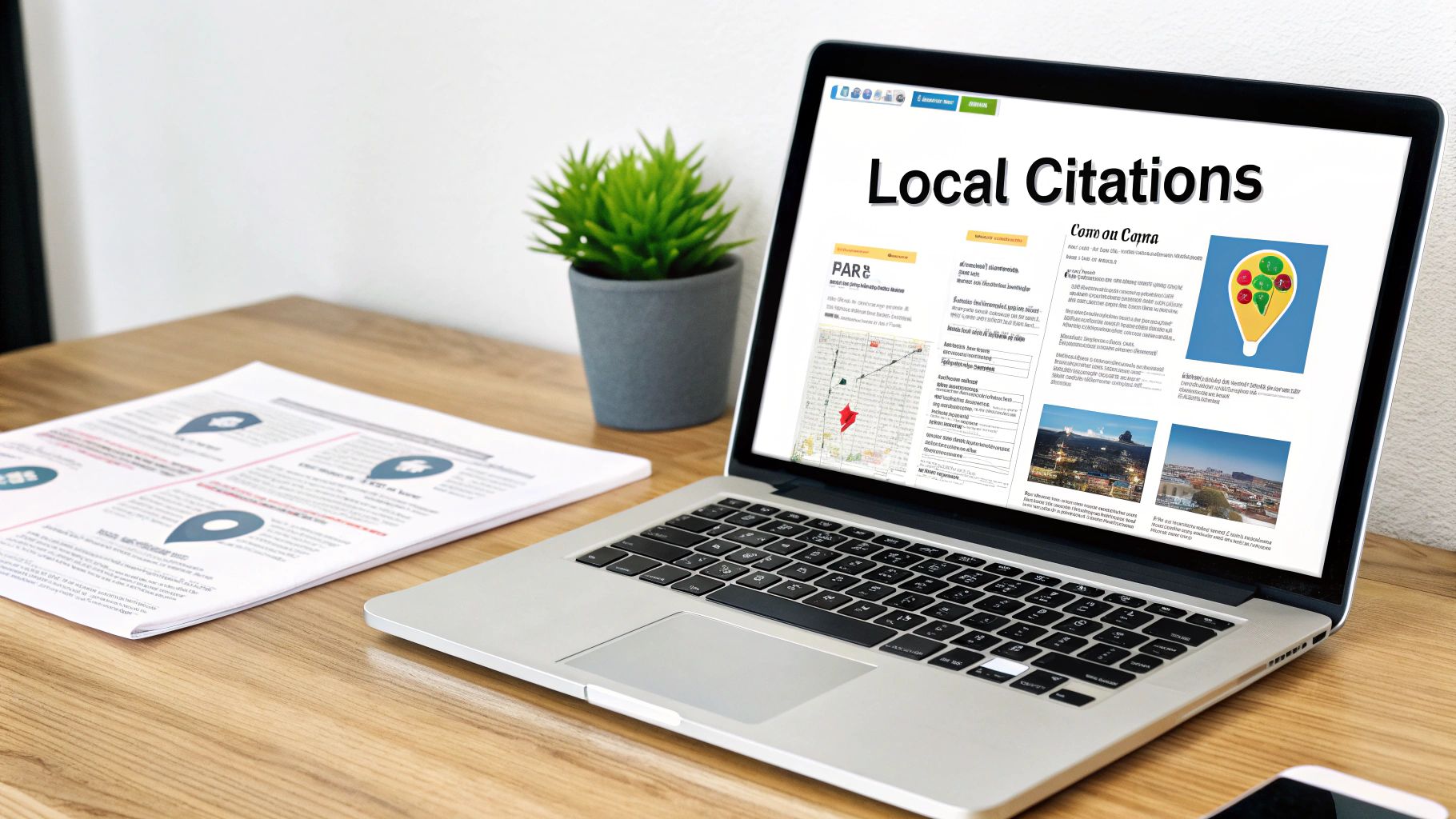 A person marking locations on a digital map, representing citation building for local SEO.