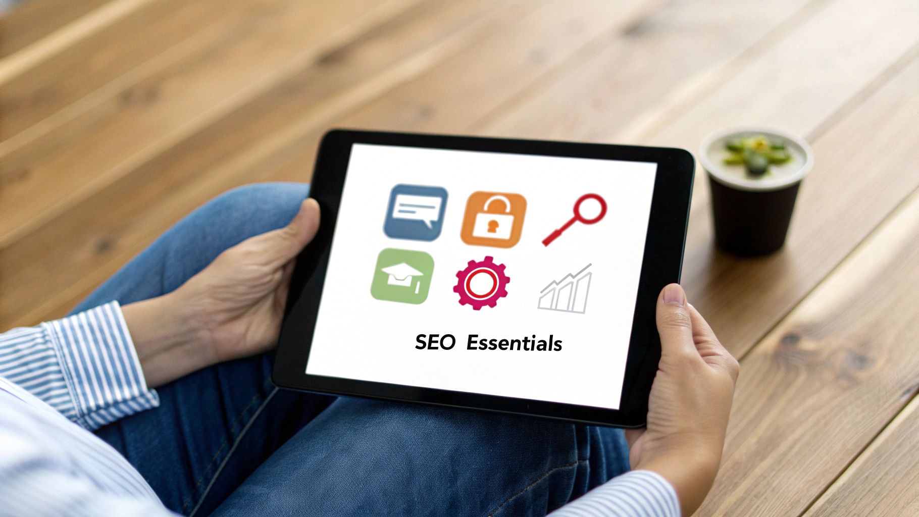 Several professionals collaborating around a table, mapping out an SEO strategy on a large sheet of paper.