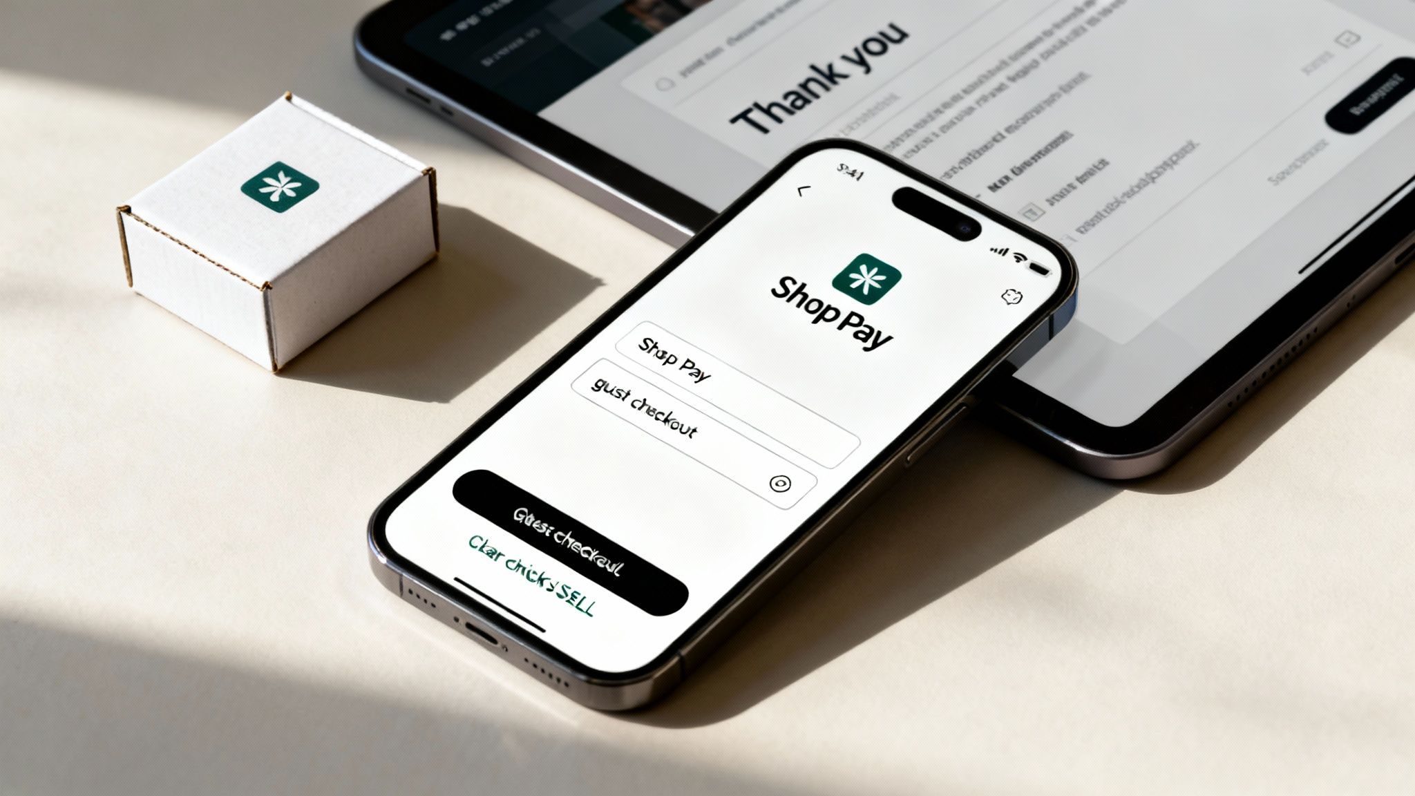 A customer using their smartphone to complete a purchase on a Shopify store's checkout page.