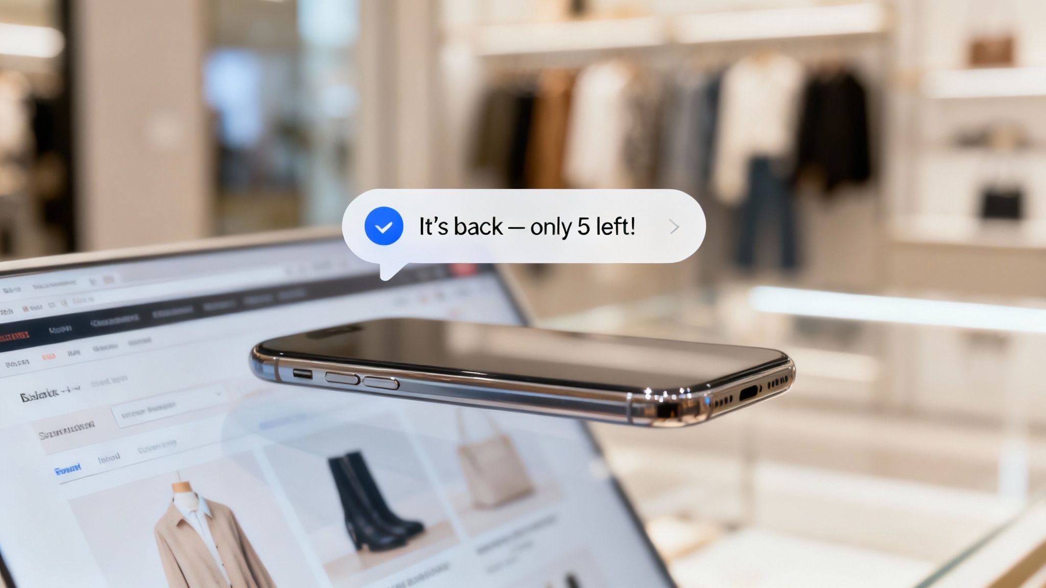 A digital timer counting down on a sleek, modern interface, indicating urgency for a back in stock product.