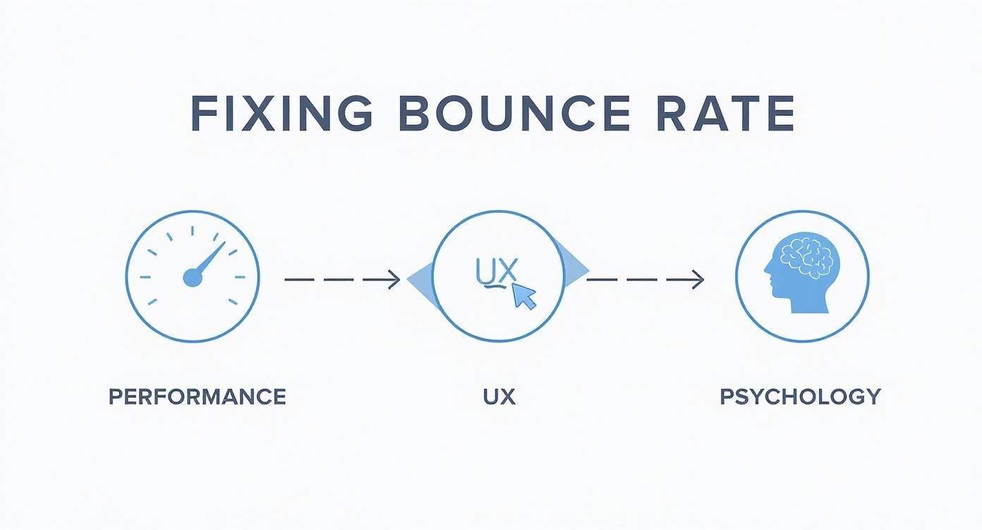 Infographic about how to reduce website bounce rate