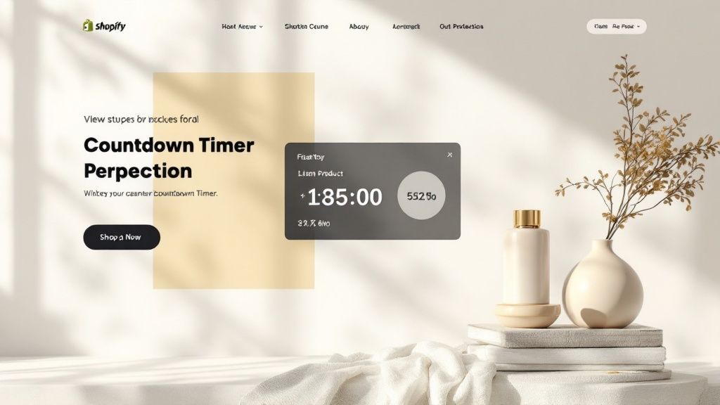 A ticking clock superimposed on a Shopify product page to represent urgency.