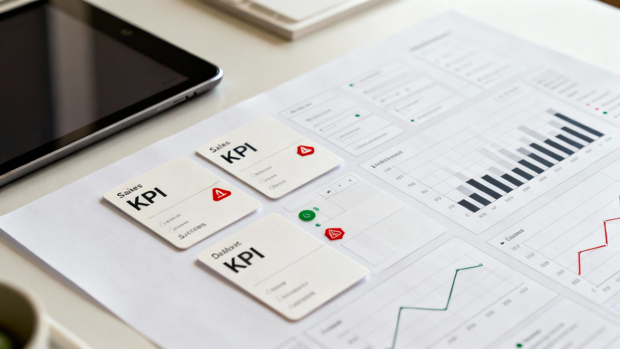 A well-designed sales performance metrics dashboard showing clear charts and graphs