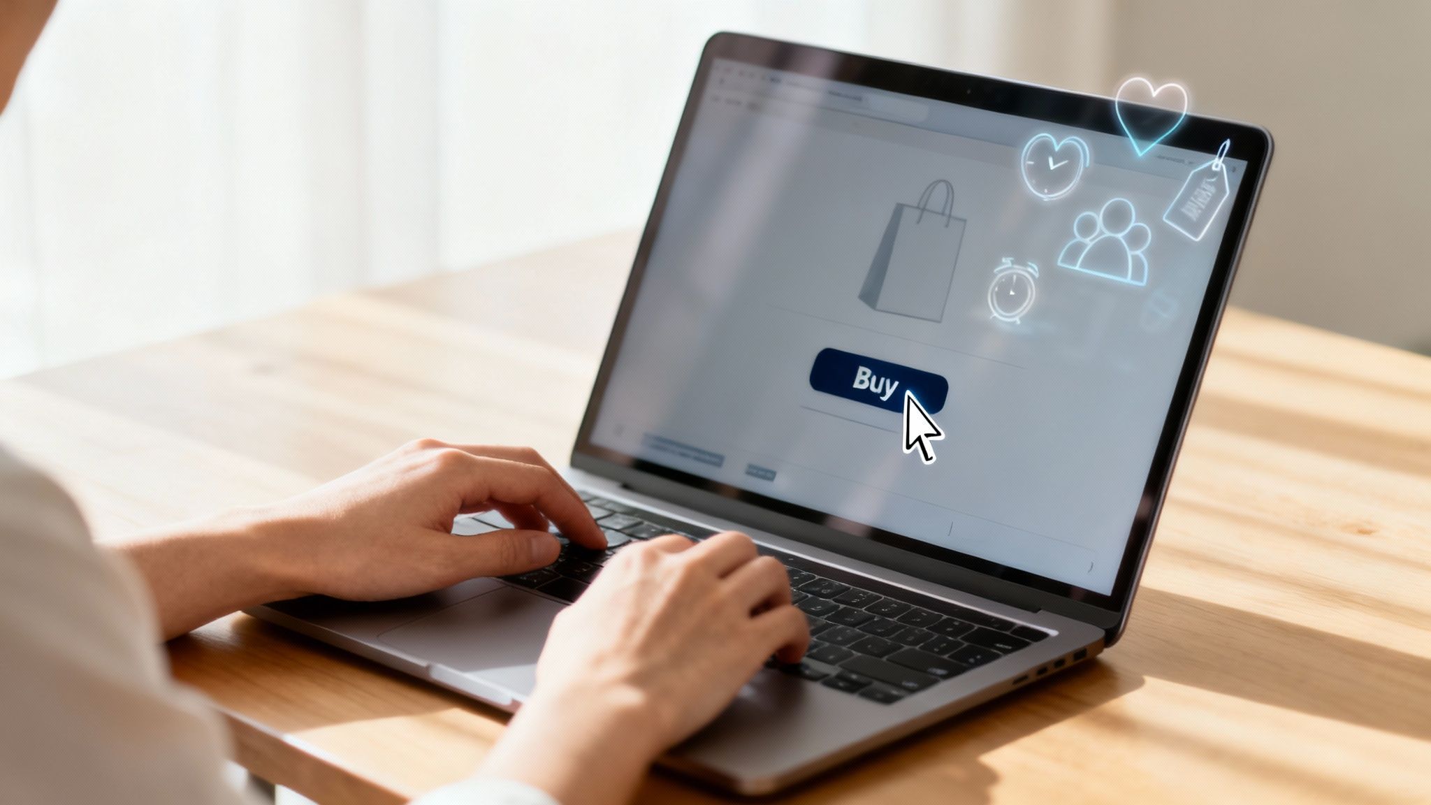 A shopper looking thoughtfully at a product on a shelf, representing the internal decision-making process.