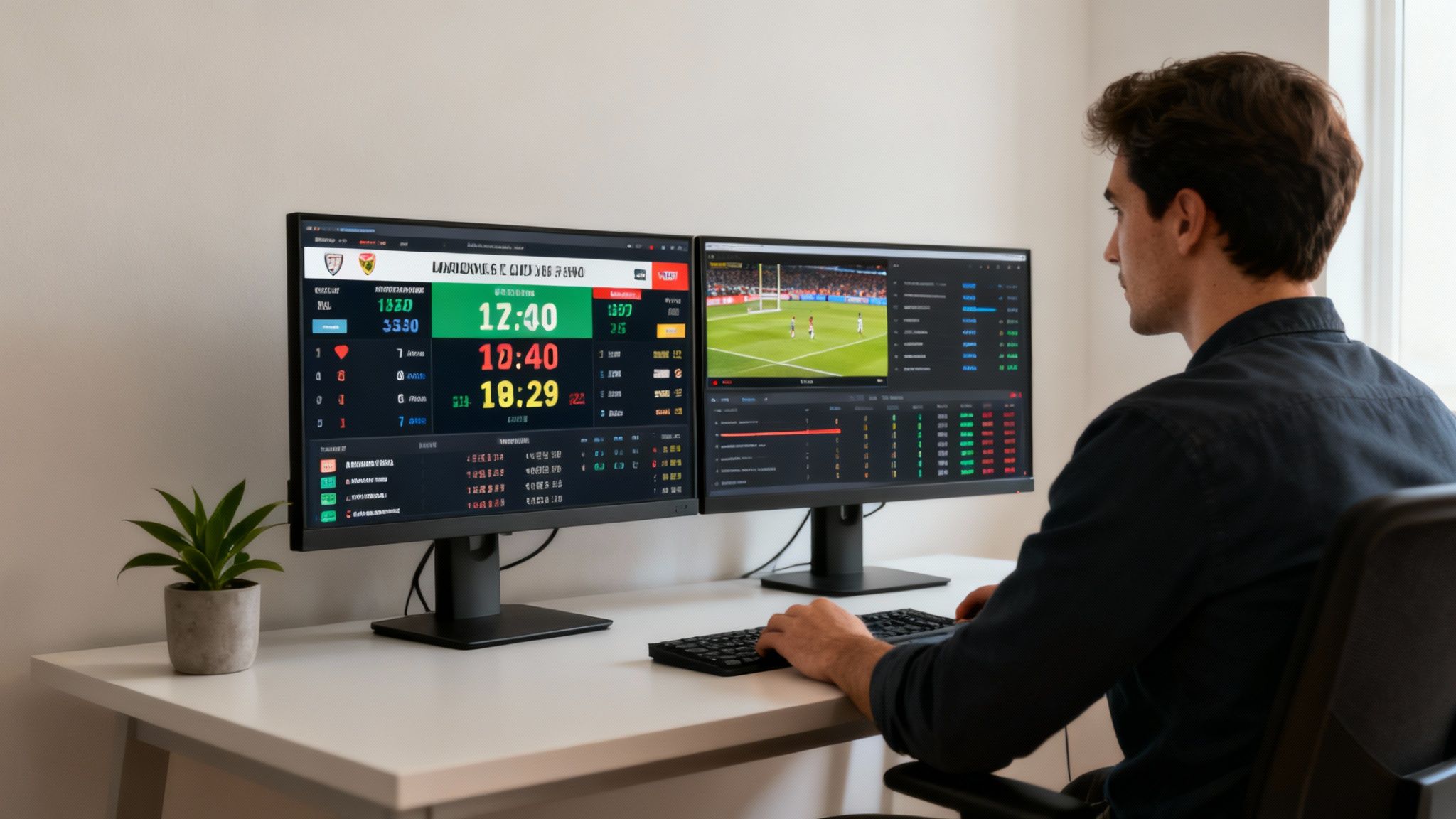 A smartphone displaying a colorful marketing campaign dashboard with charts and graphs.