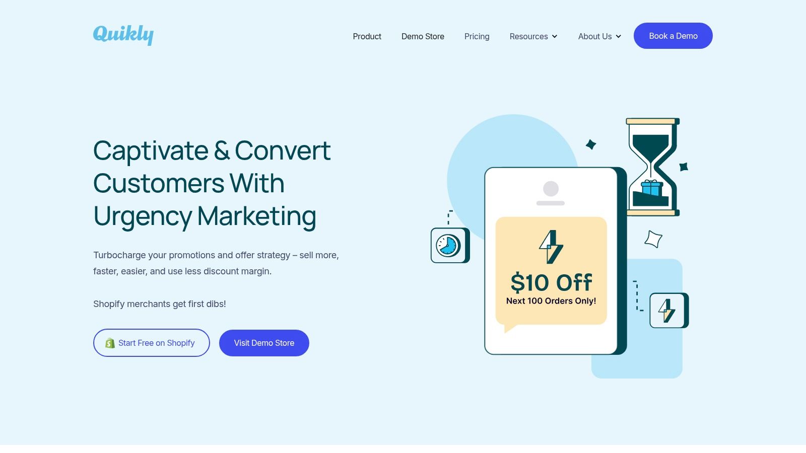 Quikly's urgency marketing pop up examples on a laptop screen