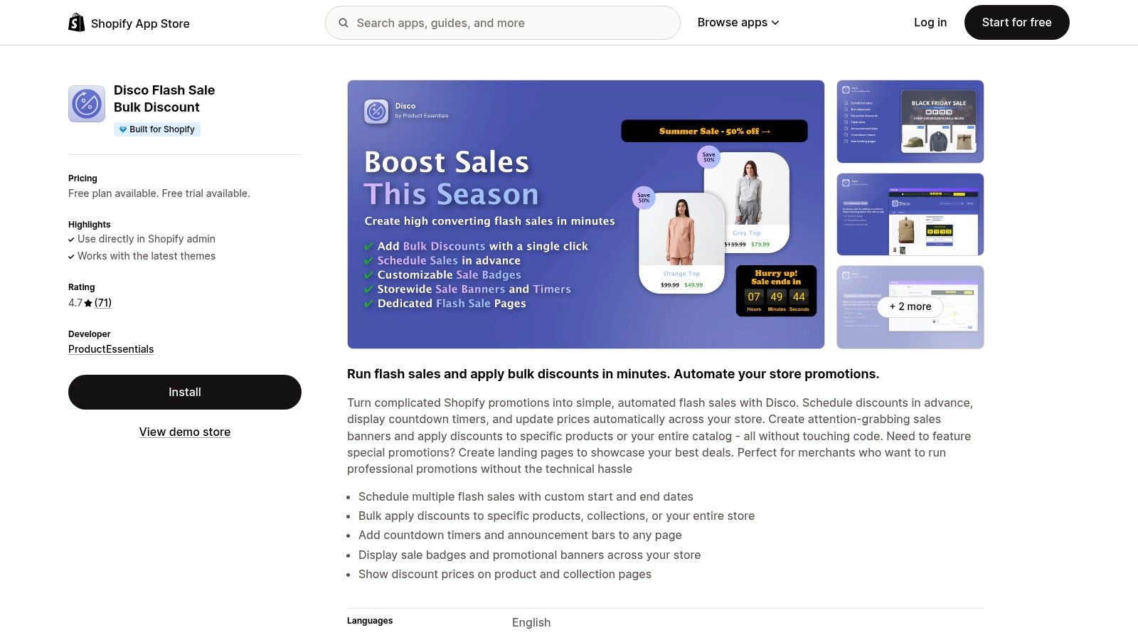 Disco: Flash Sales & Bulk Discounts