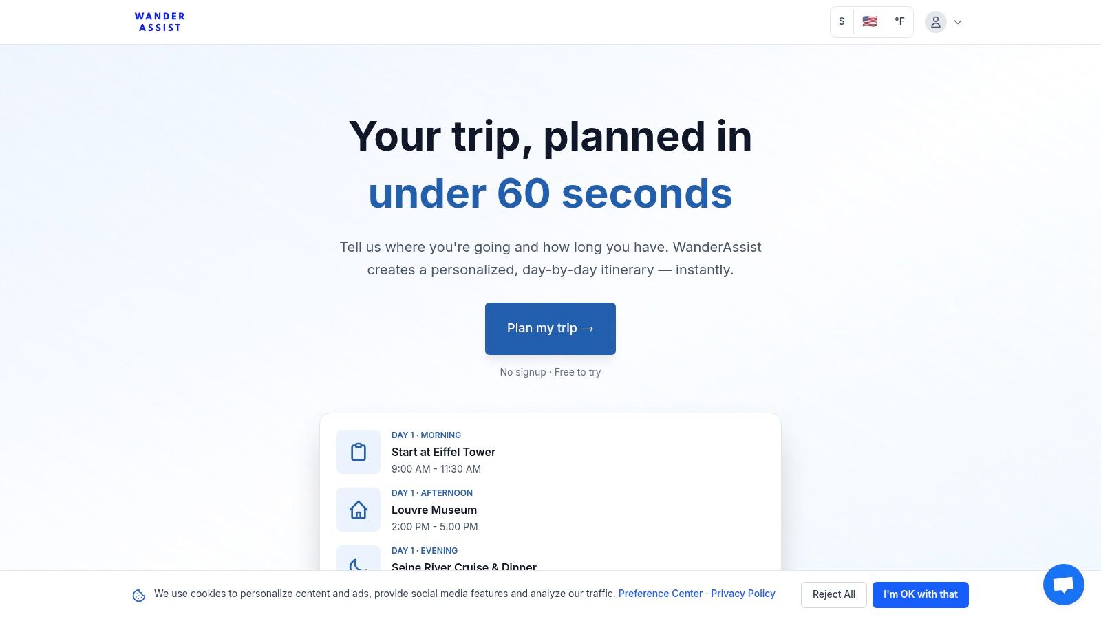 A user interacting with the WanderAssist interface to plan a trip to Madrid, showcasing its simple, map-based design.