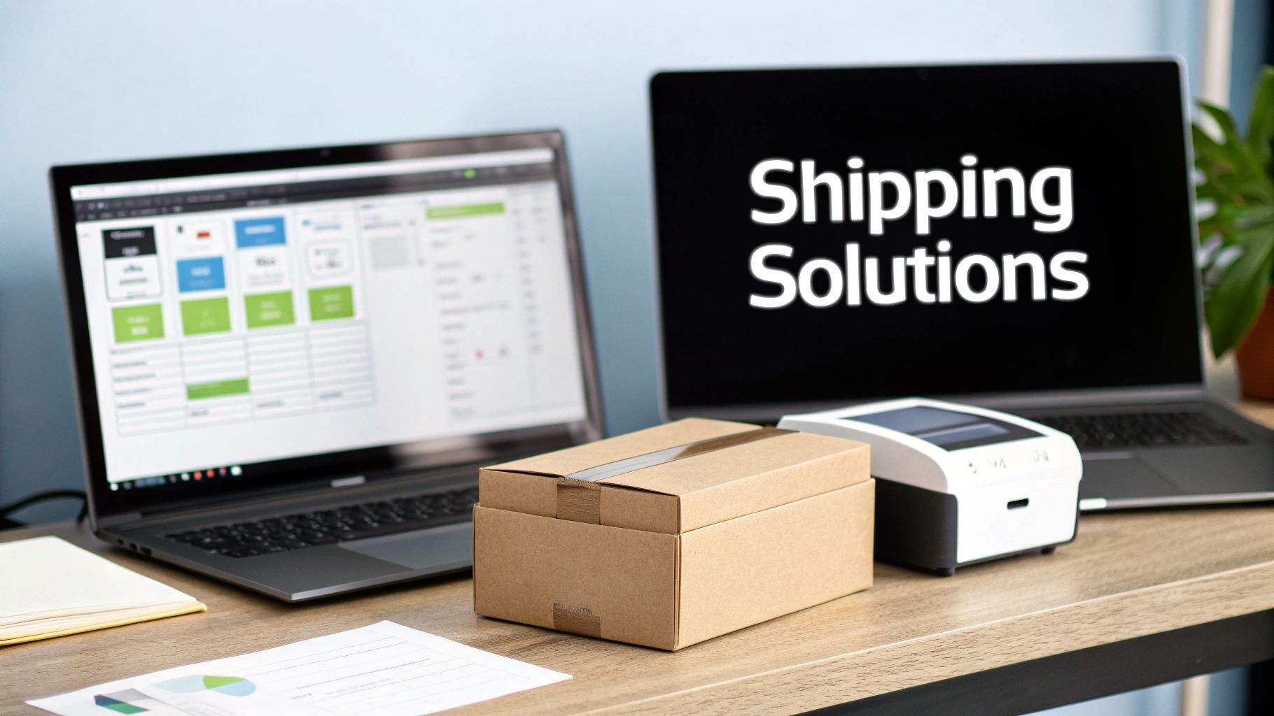 Boxes from major shipping carriers USPS, UPS, and FedEx ready for shipment
