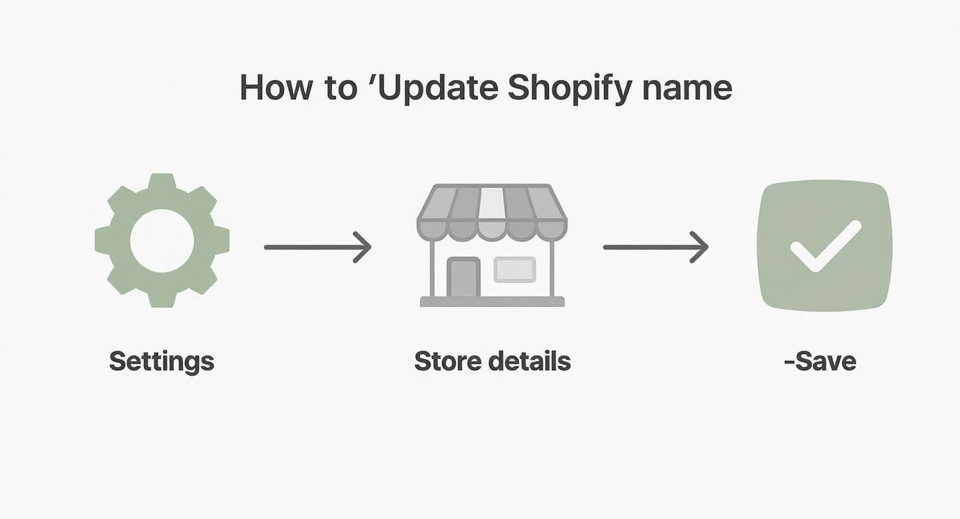 Infographic about how to change the name of shopify store