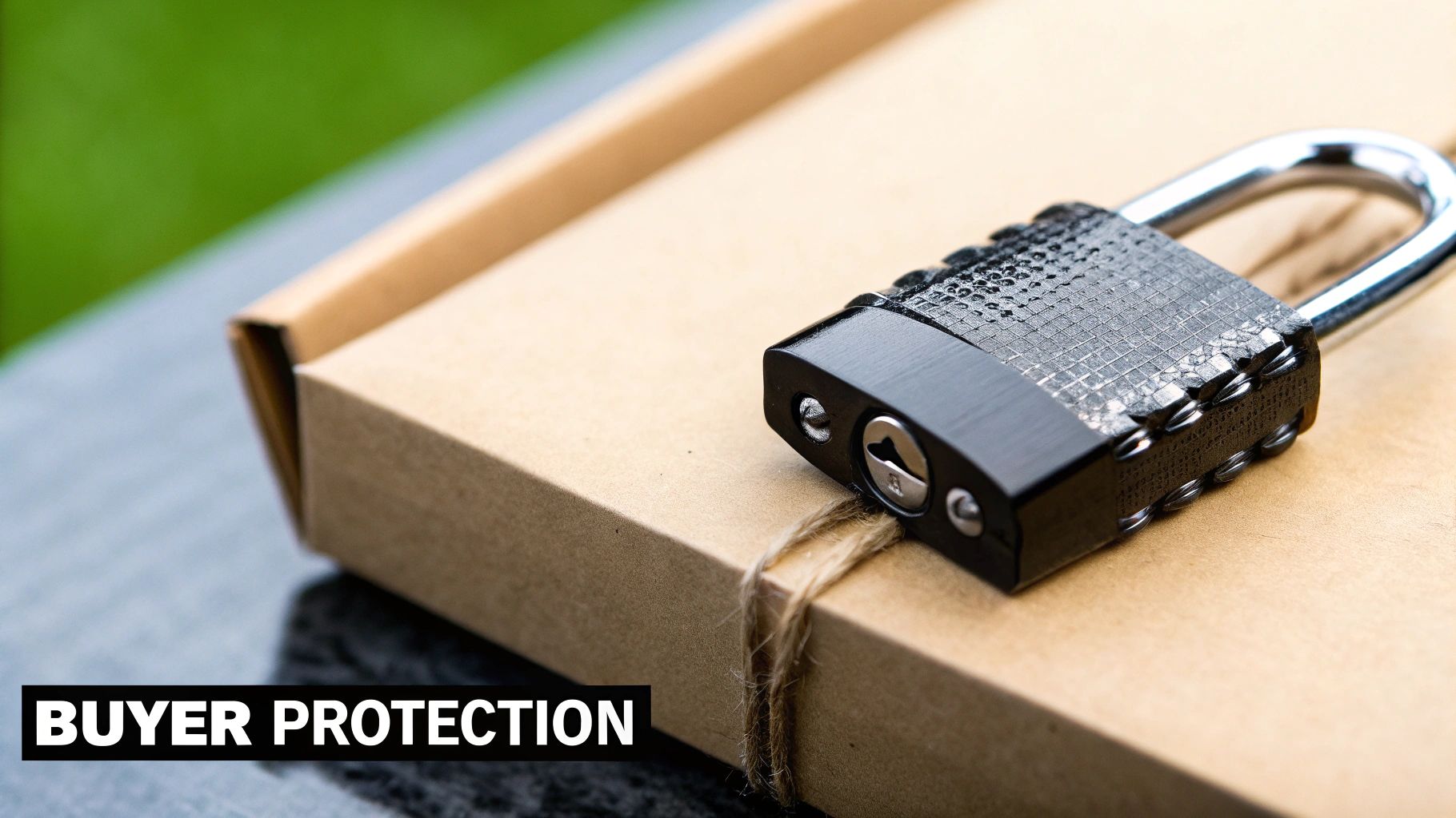 A shield icon with a shopping cart inside, symbolizing buyer protection.
